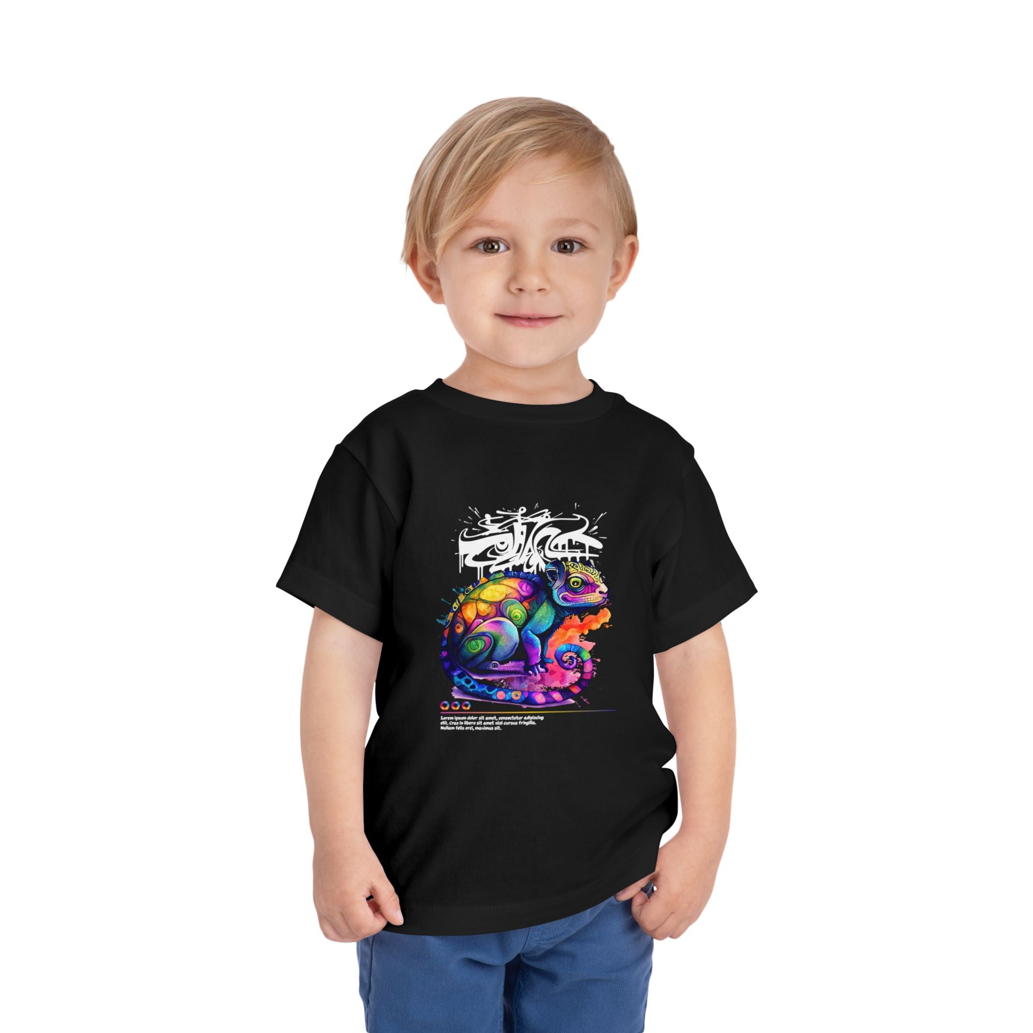 Colorful Chameleon Toddler Tee, Fun Kids Shirt, Vibrant Short Sleeve Tee, Birthday Gift, Summer Outfit, Playdate Wear