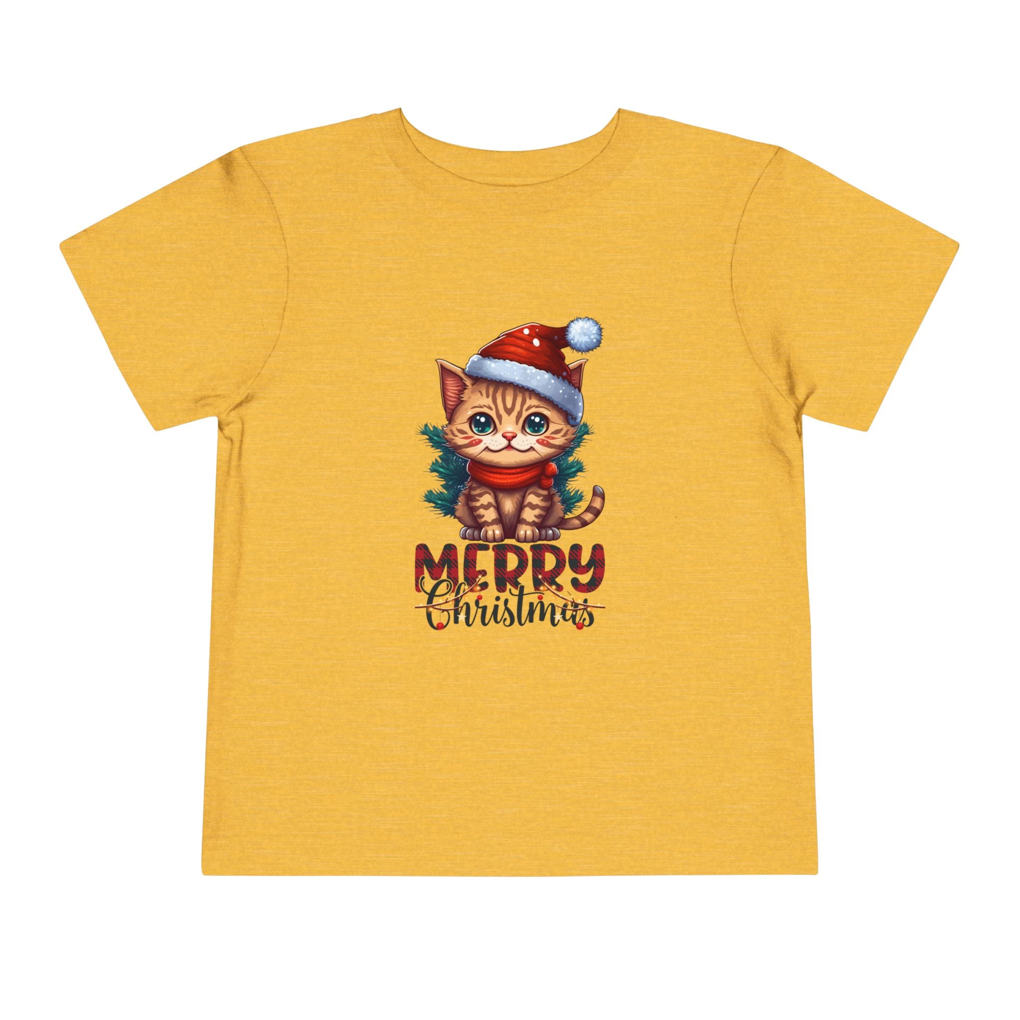 Cute Christmas Cat Tee for Toddlers, Holiday Shirt, Gift for Kids, Merry Christmas Tee, Fun Winter Wear, Festive Toddler Outfit