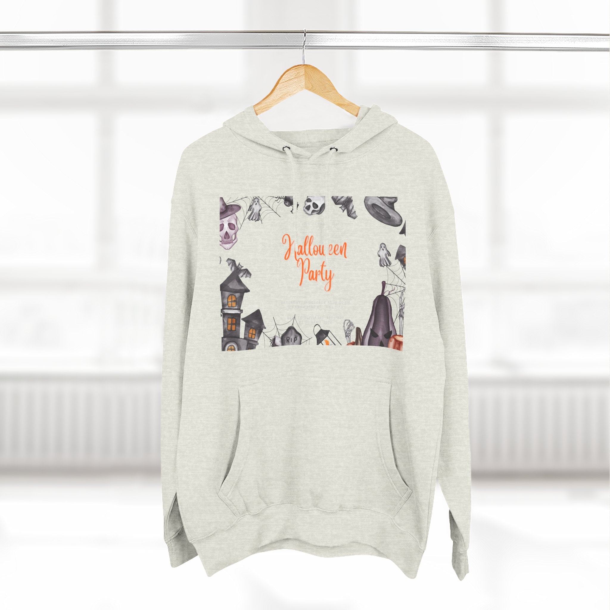 Halloween Party Fleece Hoodie, Cozy Halloween Sweatshirt, Perfect for Fall Celebrations, Great Gift for Autumn Lovers, Spooky Vibes Hoodie