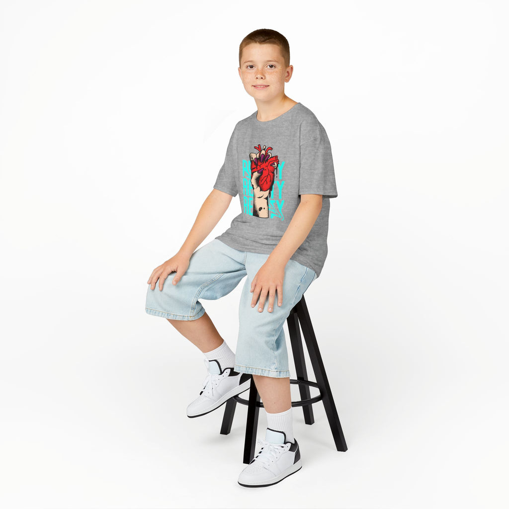 Youth Graphic Tee with Heart Design, Perfect Gift for Kids, Fun Everyday Wear, Unique Birthday Present, Heartfelt T-Shirt