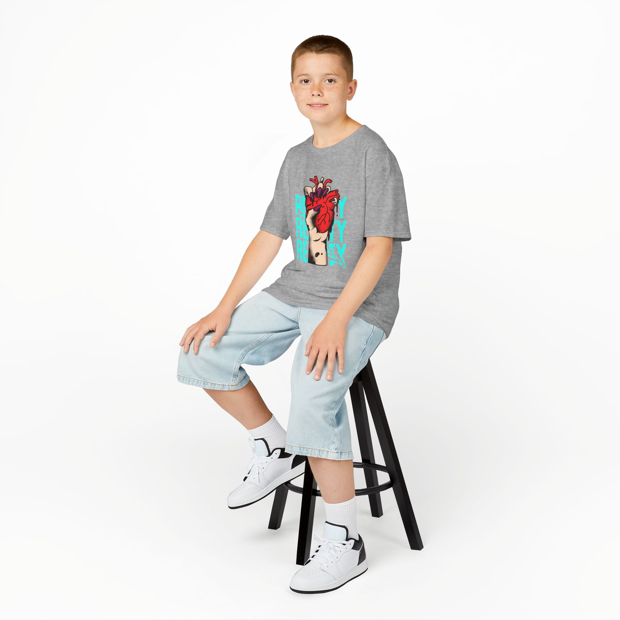 Youth Graphic Tee with Heart Design, Perfect Gift for Kids, Fun Everyday Wear, Unique Birthday Present, Heartfelt T-Shirt