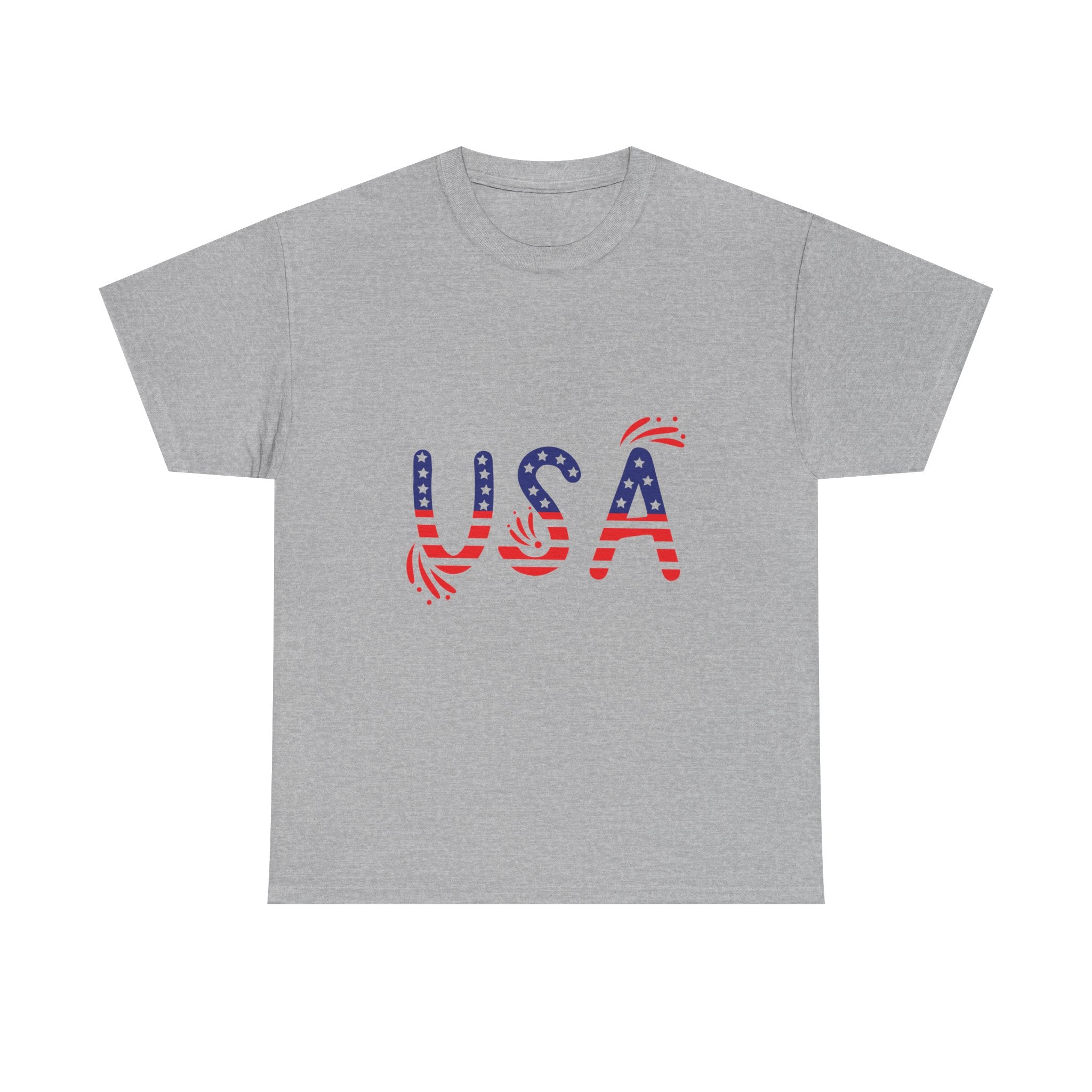 Patriotic USA Tee - Unisex Heavy Cotton T-Shirt for Independence Day, Barbecues, Festivals, Casual Wear, Gift