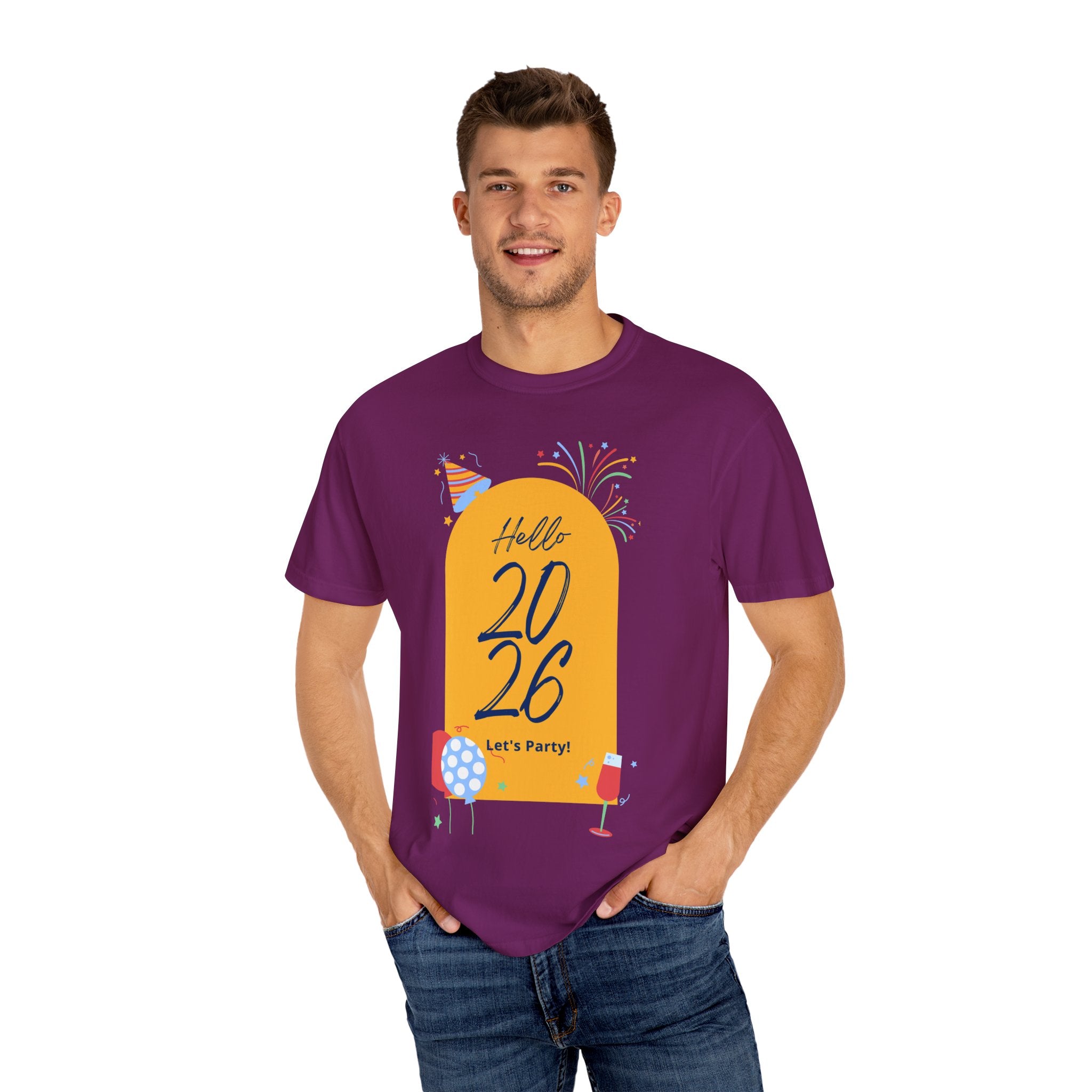 2026 Celebration T-Shirt - Party Vibes, Unisex Garment-Dyed Tee, Perfect for New Year, Birthdays, Gatherings, Fun Events