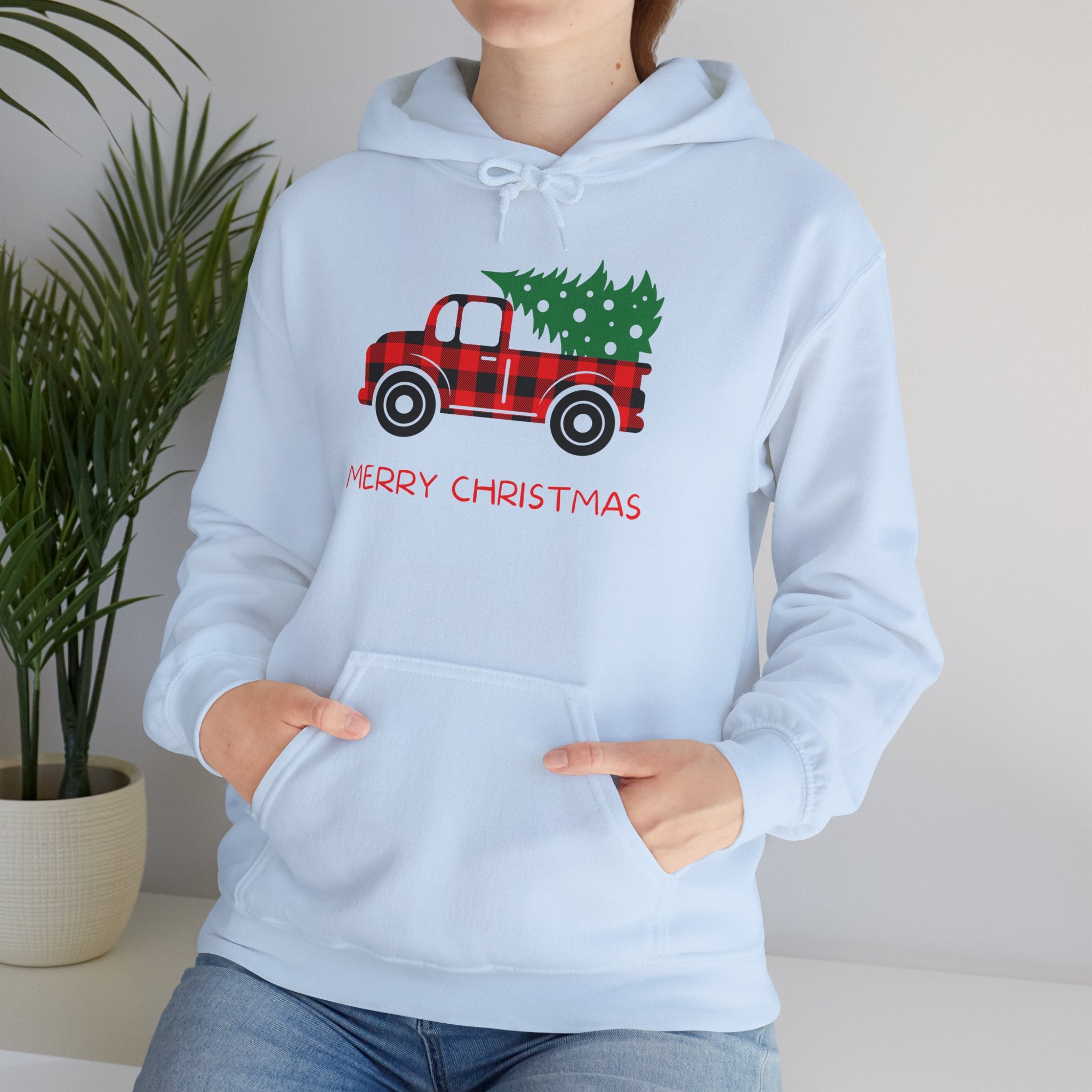 Merry Christmas Truck Hoodie, Festive Sweatshirt, Holiday Gift, Cozy Winter Apparel, Unisex Christmas Wear