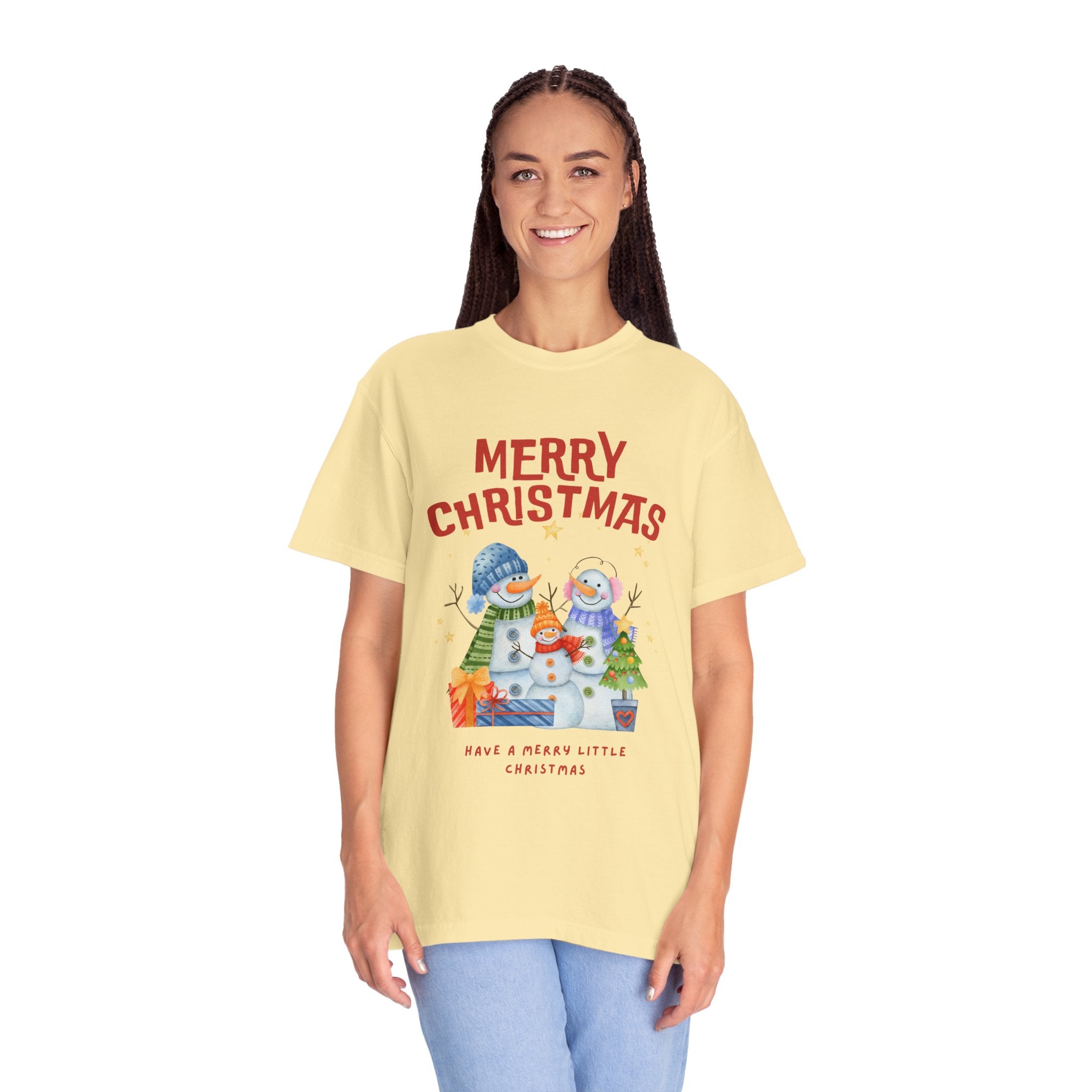Merry Christmas Unisex Garment-Dyed T-shirt, Cozy Holiday Tee, Festive Winter Apparel, Christmas Gift, Seasonal Fashion
