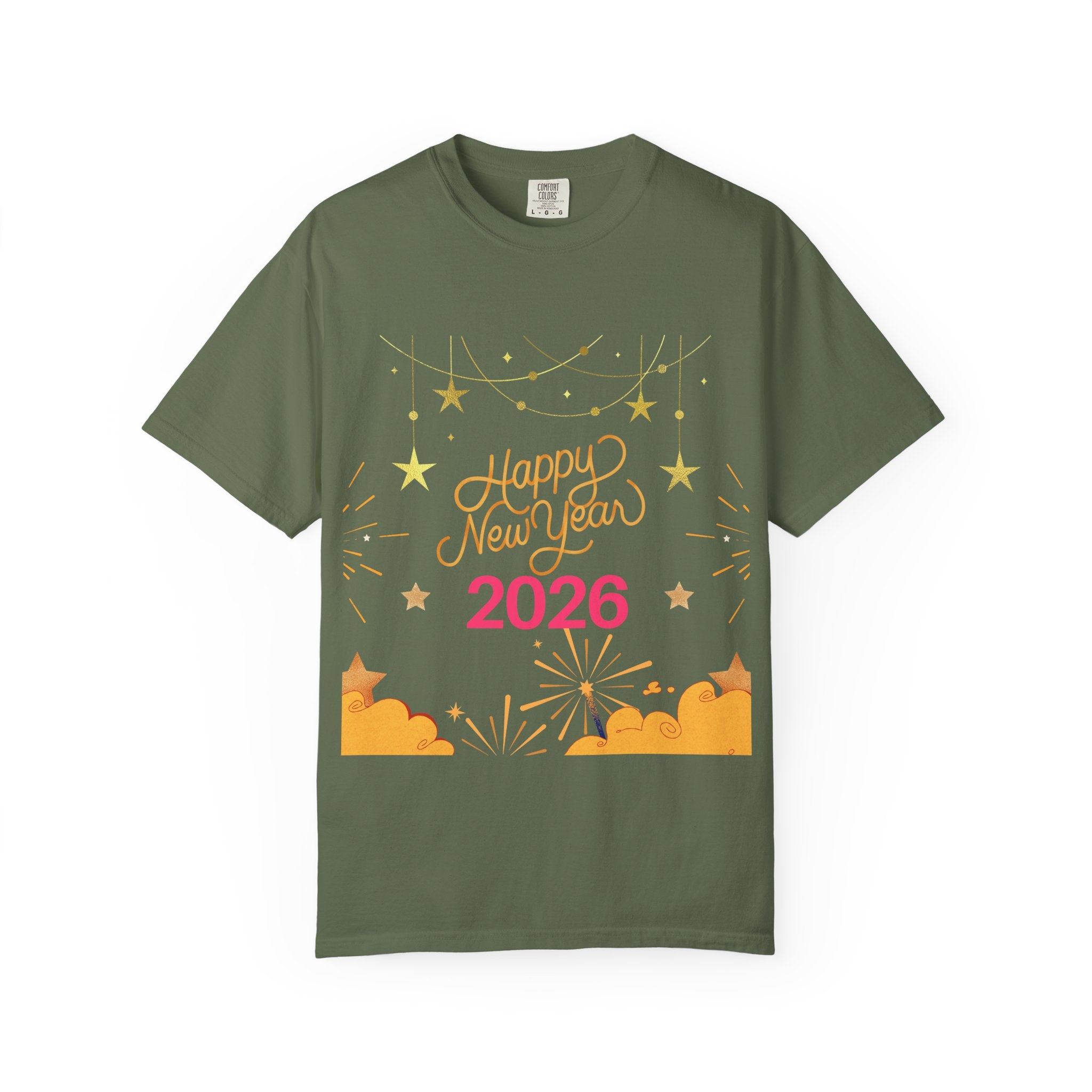 New Year Celebration T-Shirt | Unisex Garment-Dyed Tee with Happy New Year 2026 Design, Festive Apparel, Holiday Gift, Party Wear
