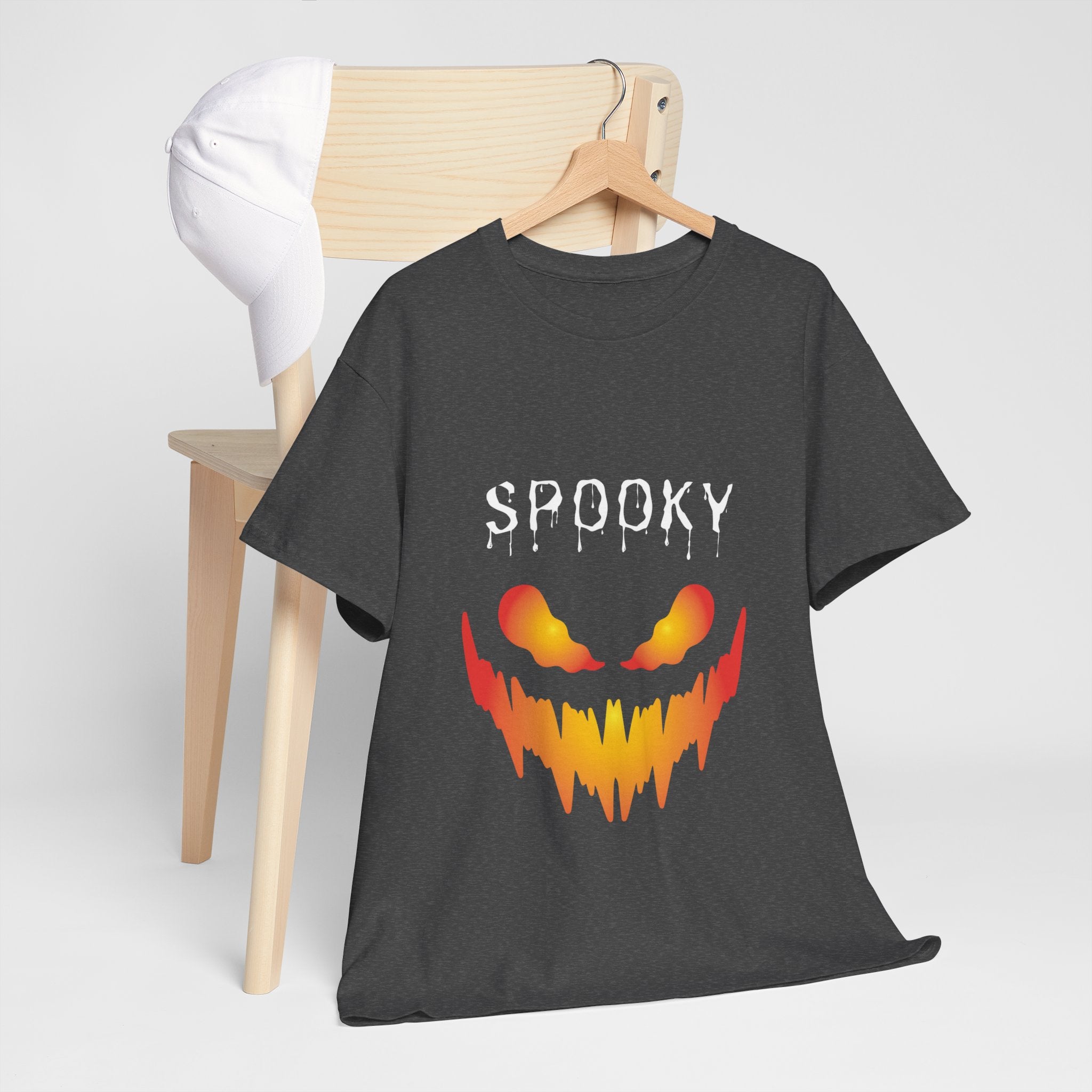 Spooky Unisex Heavy Cotton Tee - Halloween Shirt, Goth Fashion, Casual Wear, Festival Tee, Gift for Horror Fans