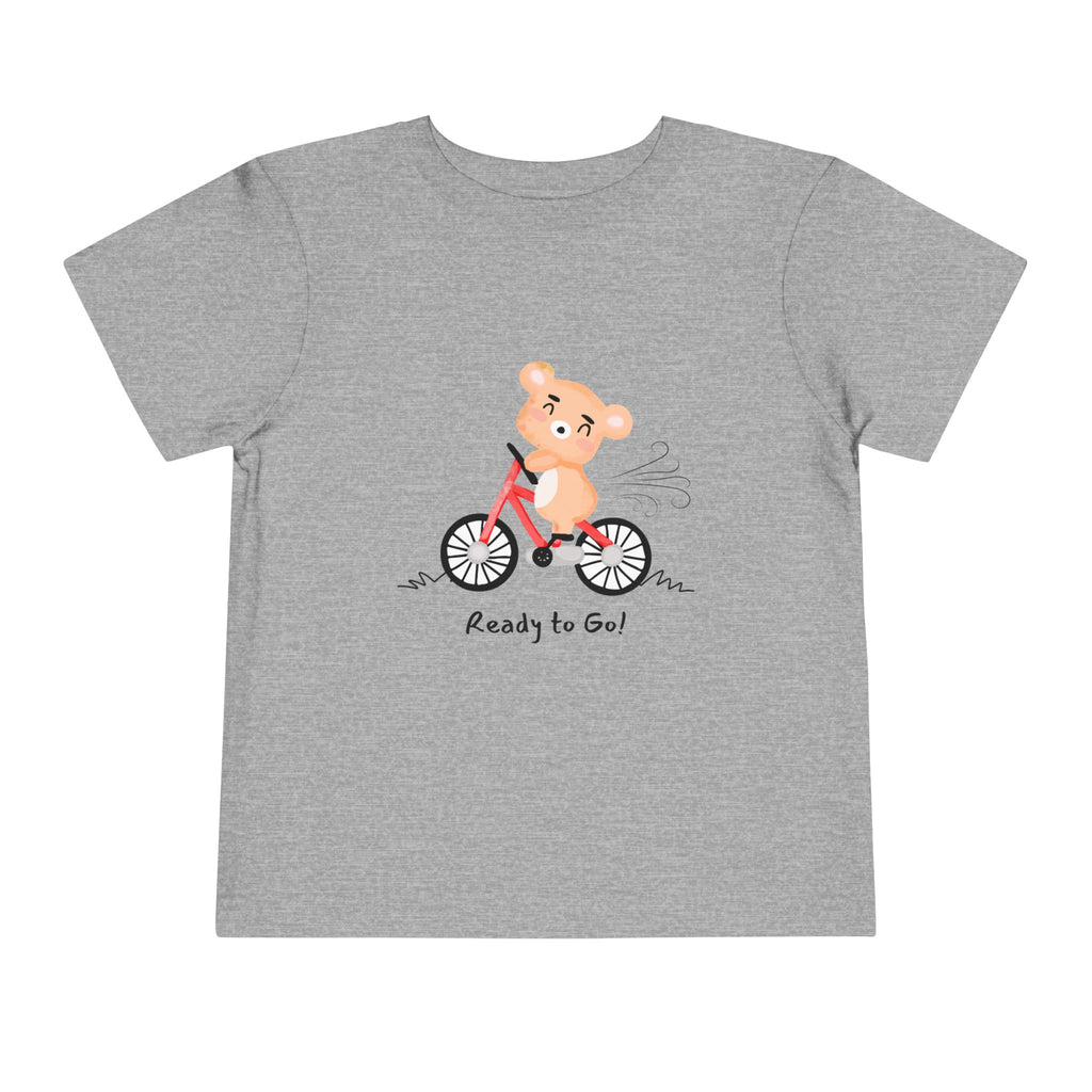 Cute Toddler Short Sleeve Tee - "Ready to Go!" Kids Shirt, Summer Outfit, Playful Apparel, Gift for Kids, Bicycle Design