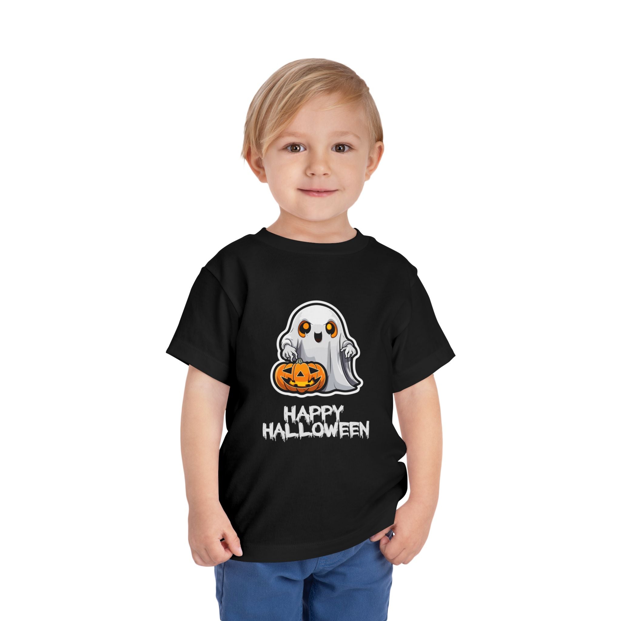 Halloween Ghost Toddler Tee, Cute Kids Halloween Shirt, Toddler Short Sleeve T-Shirt, Boys Girls Costume Top, Trick or Treat Tee