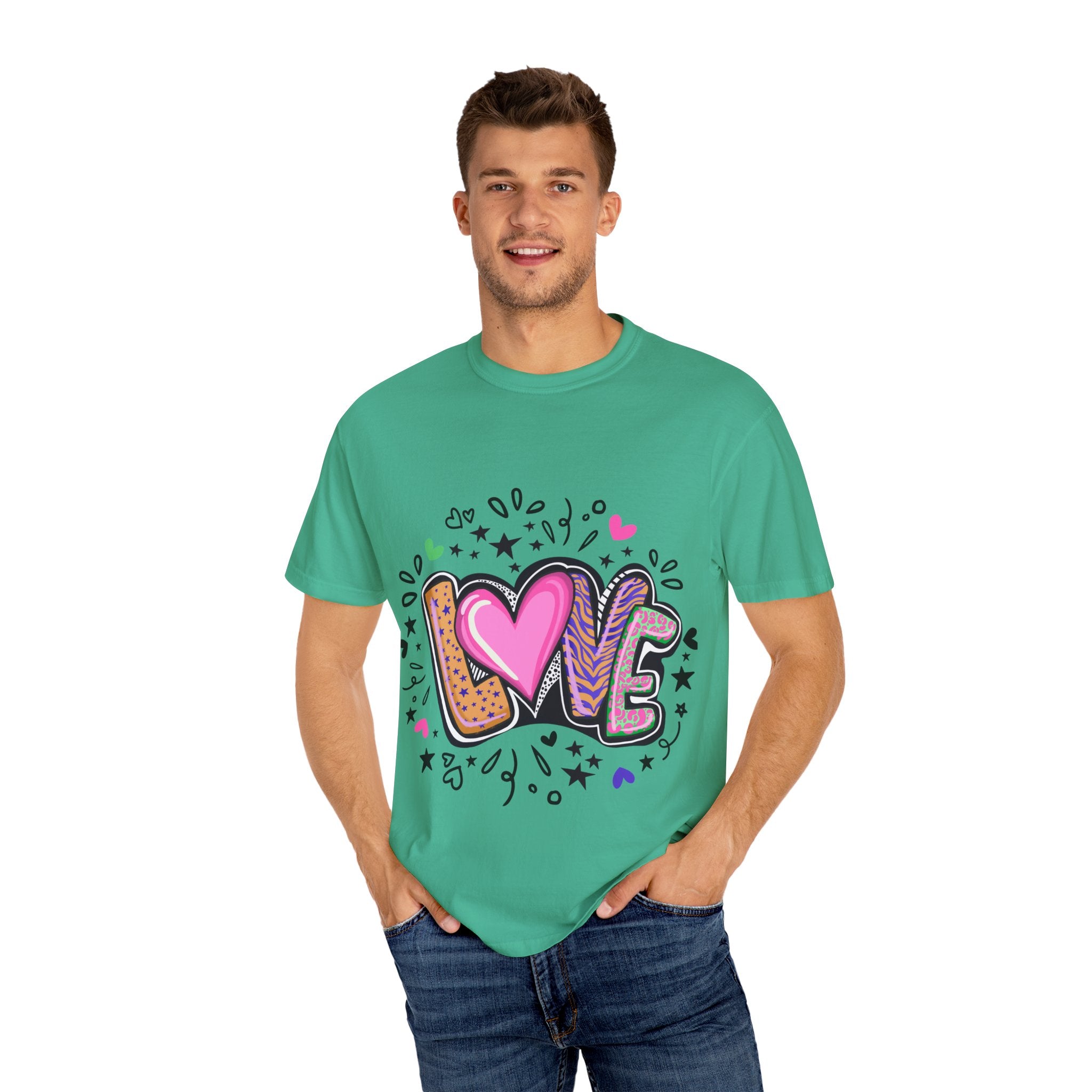 Love Vibes Unisex Garment-Dyed T-shirt | Perfect for Valentine's Day, Anniversaries, Casual Wear, Gifts, and Everyday Love