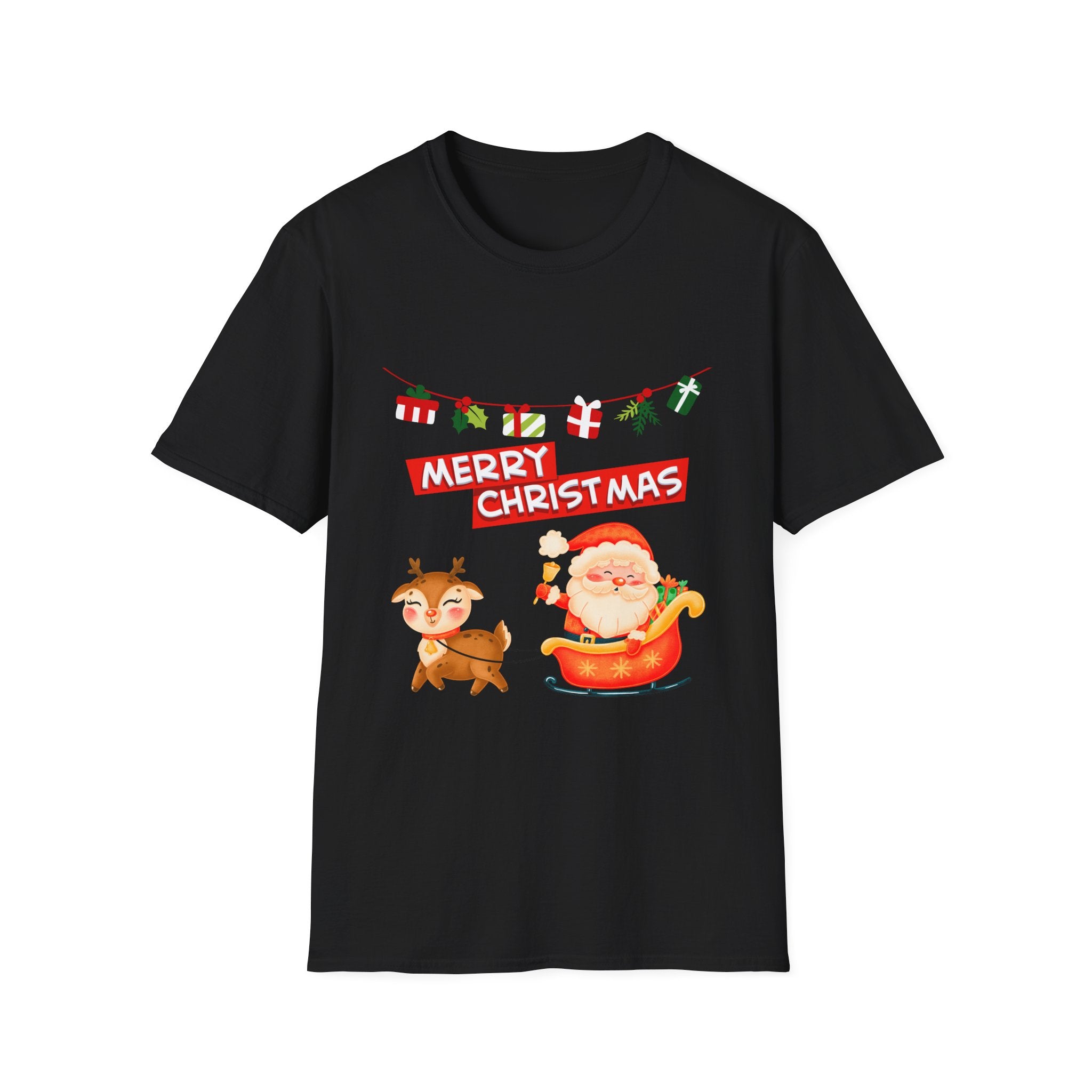 Christmas Cheer T-Shirt, Merry Christmas Tee, Festive Holiday Shirt, Unisex Christmas Apparel, Santa and Reindeer Design