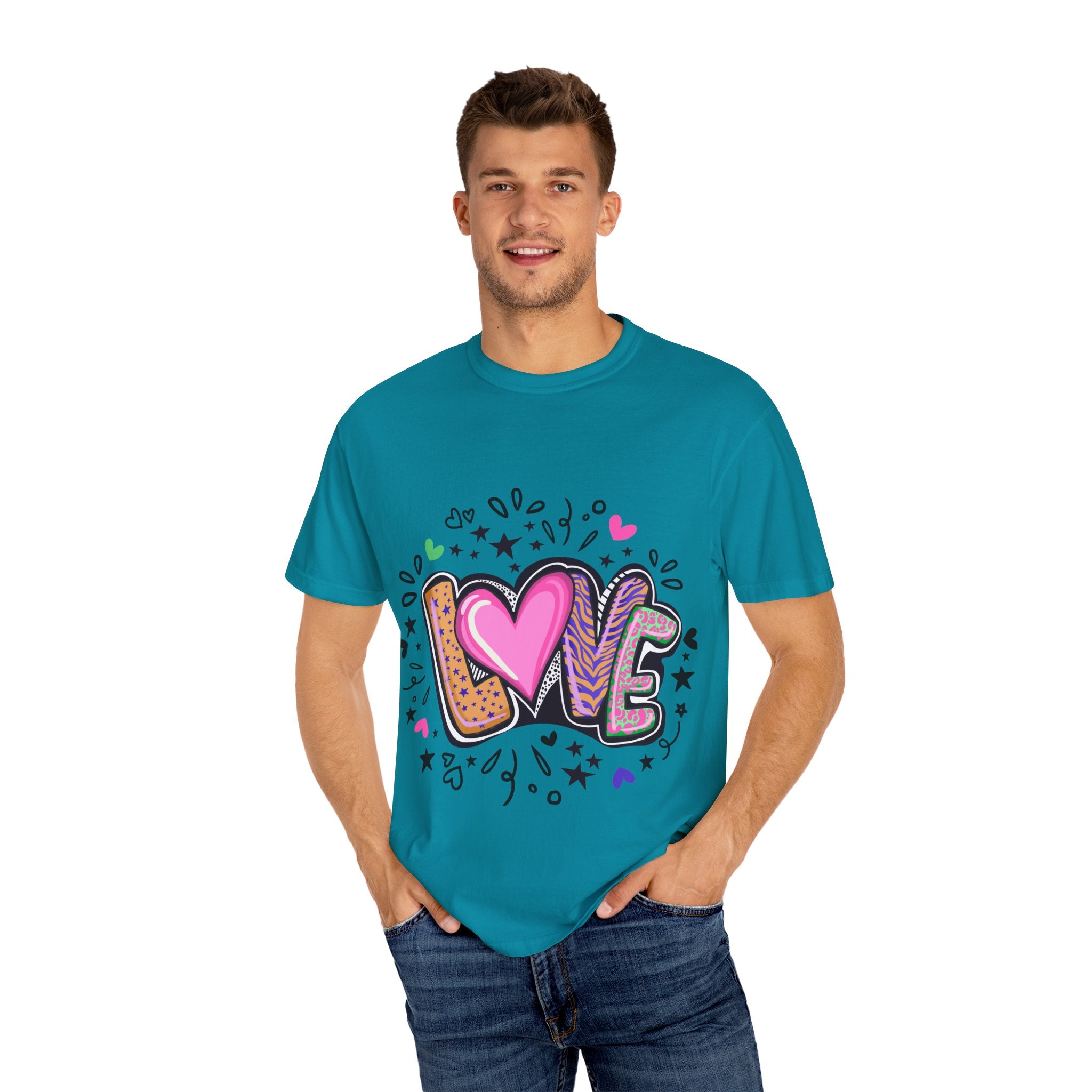 Love Vibes Unisex Garment-Dyed T-shirt | Perfect for Valentine's Day, Anniversaries, Casual Wear, Gifts, and Everyday Love