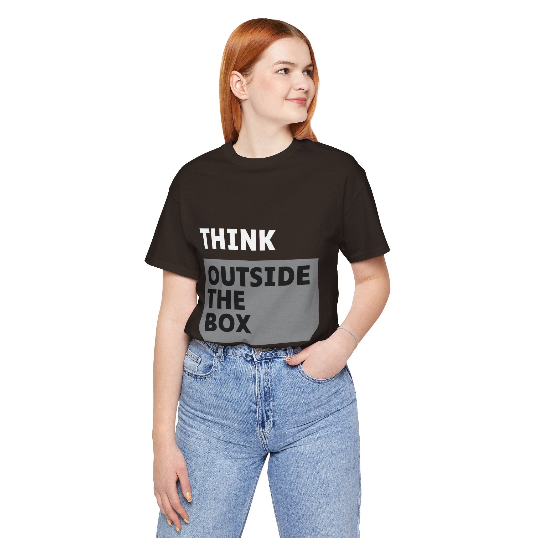 Think Outside the Box Unisex Tee, Short Sleeve T-shirt, Unique Design Shirt, Creative Tee, Unisex Graphic Tee
