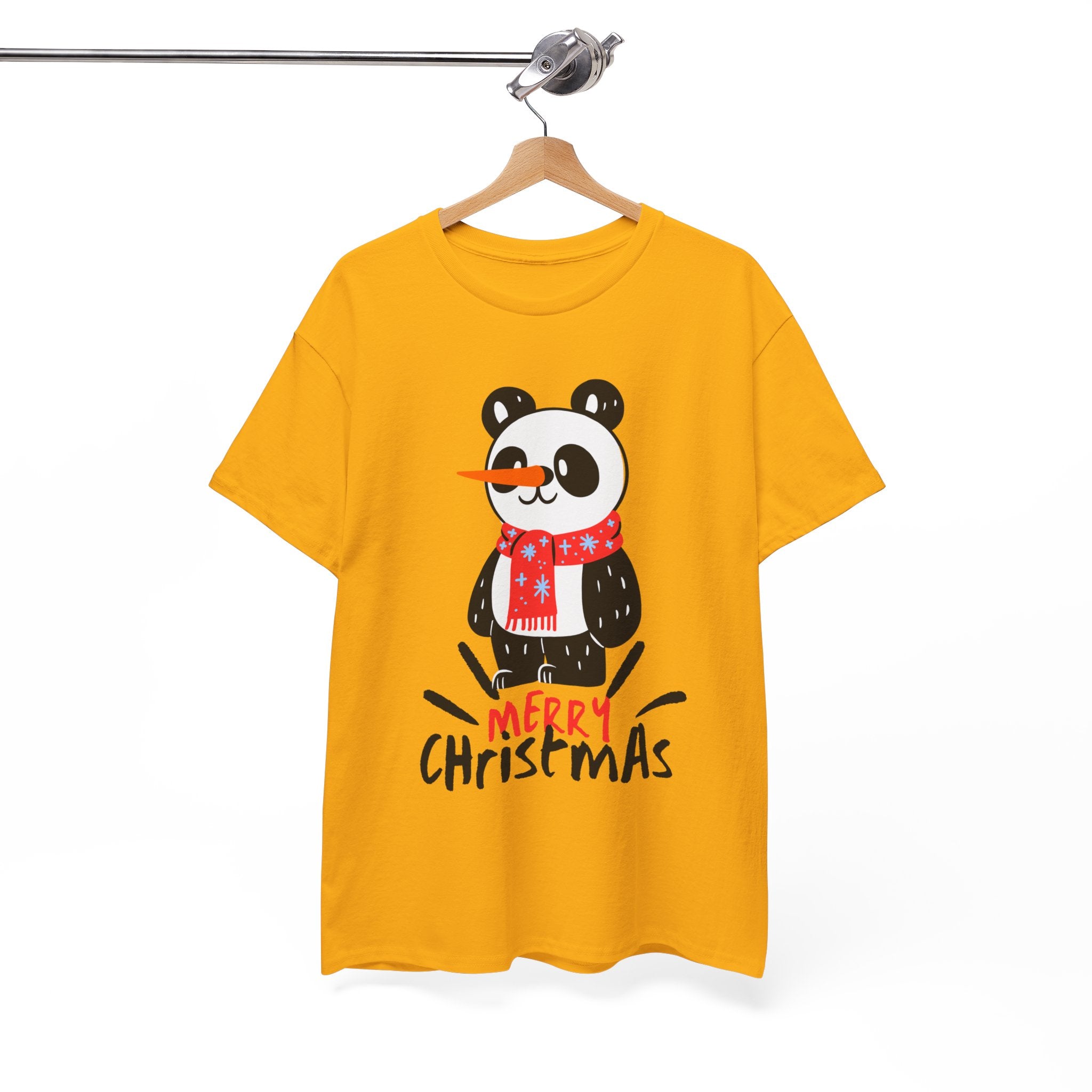 Cute Merry Christmas Panda Tee for Holiday Cheer, Unisex Cotton T-Shirt, Fun Gift for Him & Her, Christmas Apparel, Winter Gathering