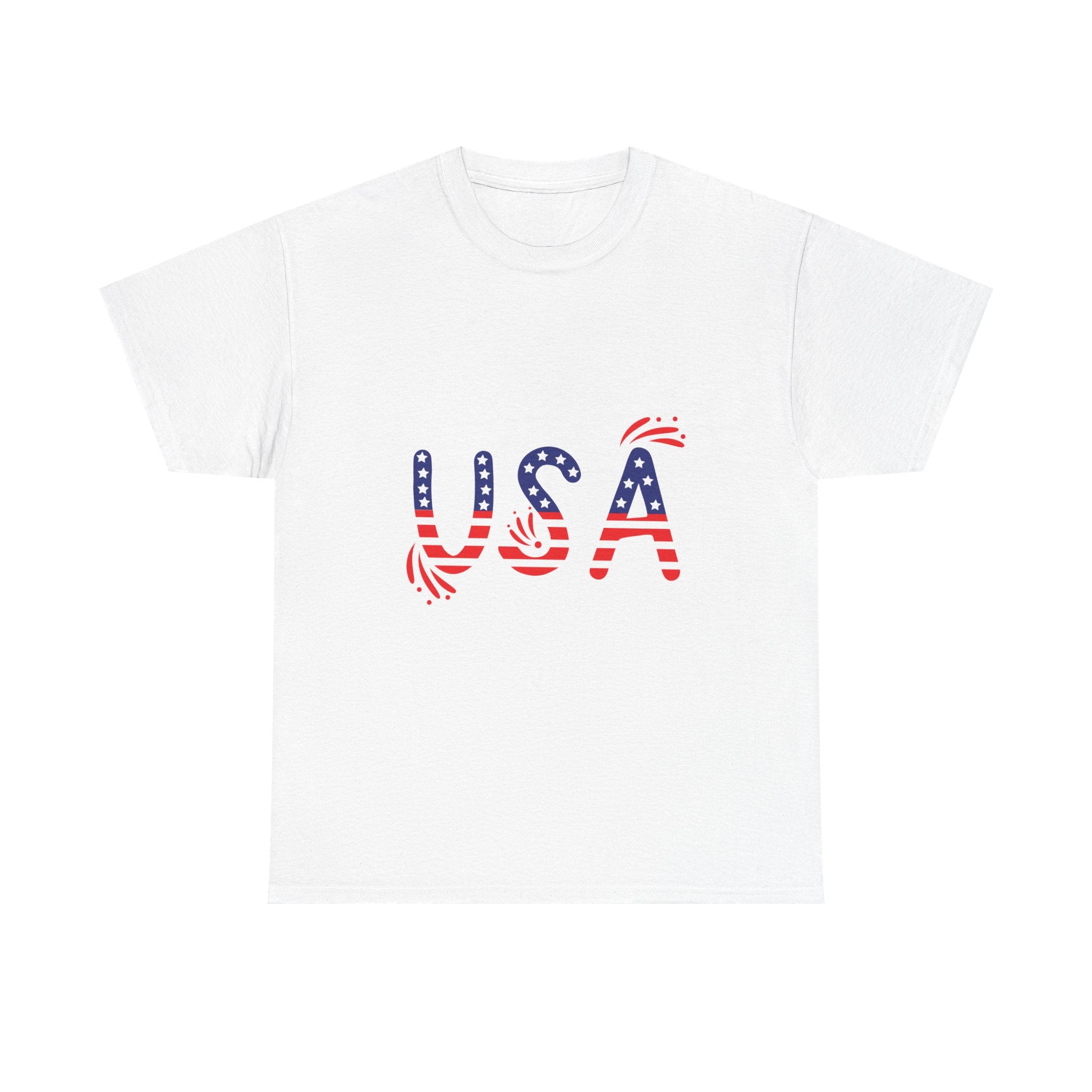 Patriotic USA Tee - Unisex Heavy Cotton T-Shirt for Independence Day, Barbecues, Festivals, Casual Wear, Gift