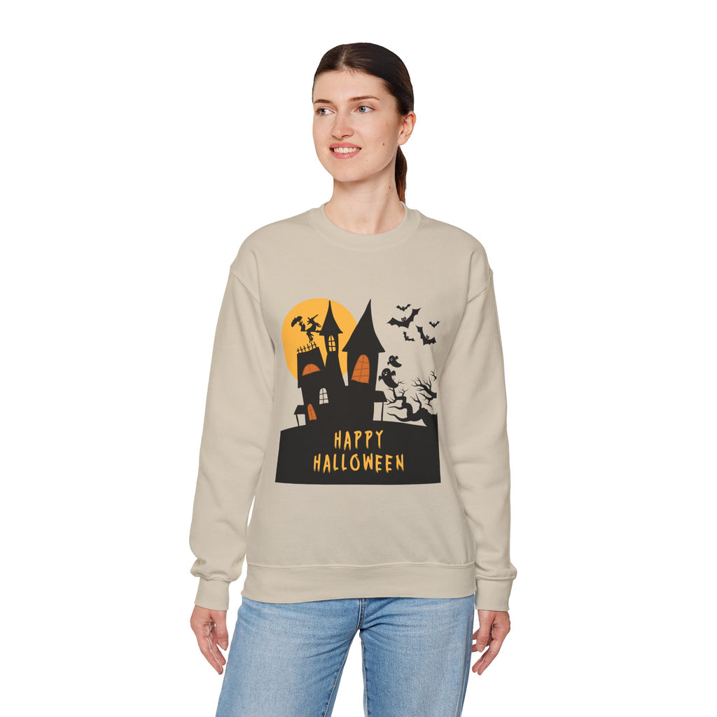 Halloween Haunted House Sweatshirt, Cozy Fall Wardrobe, Unisex Pullover, Spooky Season, Halloween Gift Idea, Festival Apparel