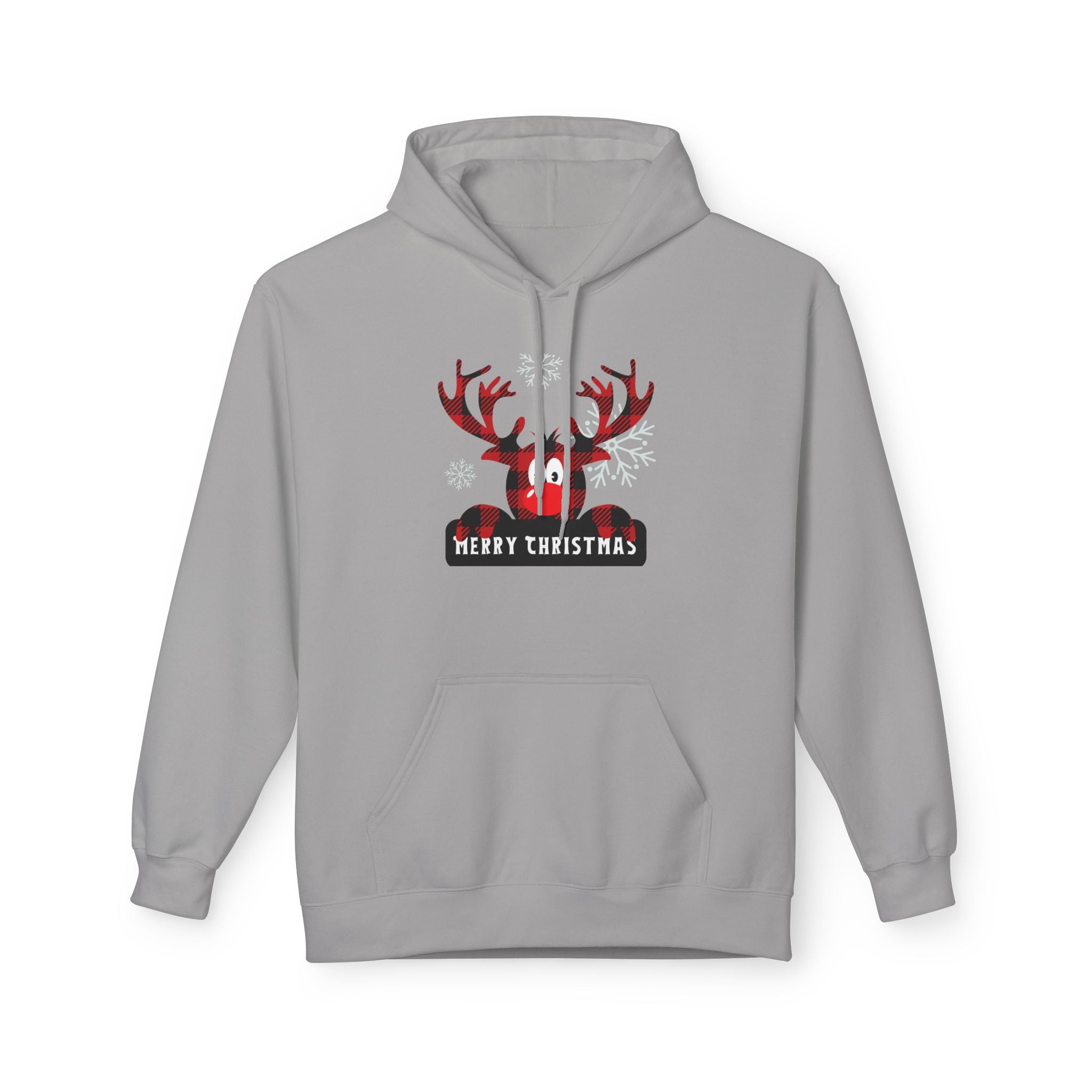 Christmas Reindeer Fleece Hoodie - Unisex, Cozy Winter Wear, Holiday Gift, Festive Apparel, Merry Christmas Hoodie