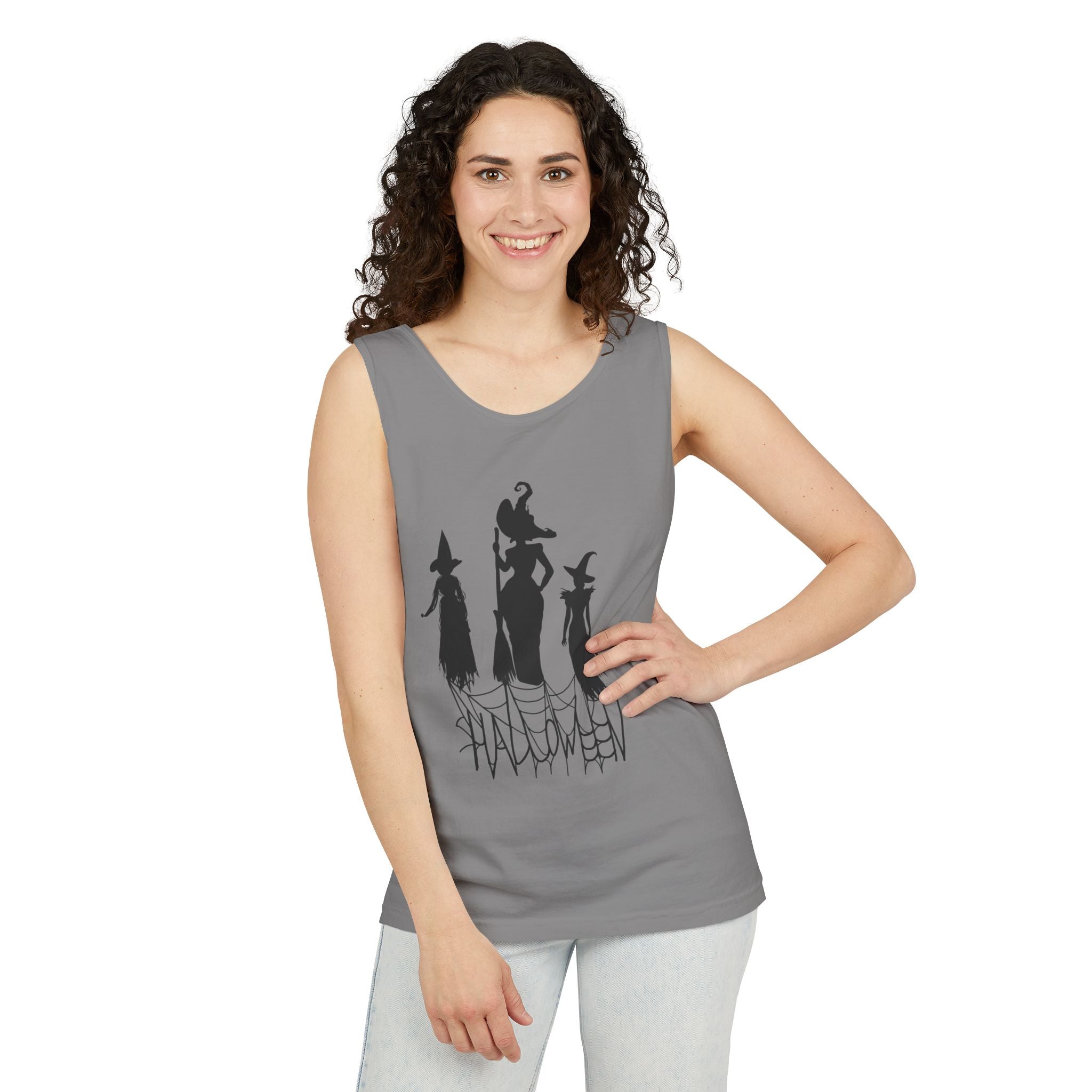 Halloween Witches Tank Top, Spooky Summer Shirt, Unisex Beach Wear, Fall Festival Apparel, Halloween Party Top