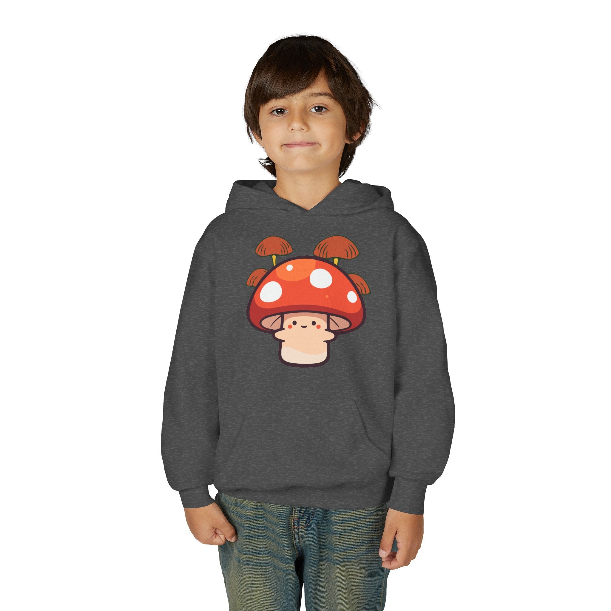 Cute Mushroom Youth Hoodie, Cozy Mushroom Sweatshirt for Kids, Perfect for Fall, Gifts for Young Nature Lovers, Fun Casual Wear