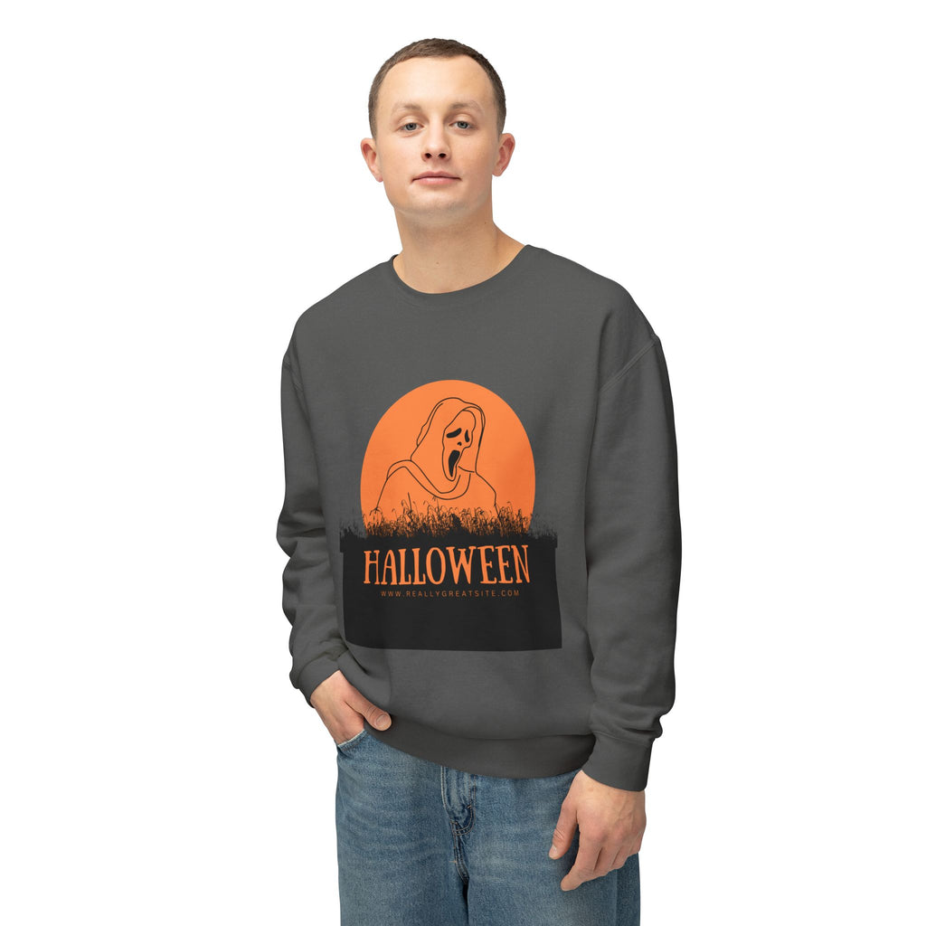 Halloween Ghost Unisex Lightweight Crewneck Sweatshirt, Fall Fashion, Cozy Gift, Halloween Party, Spooky Season Apparel