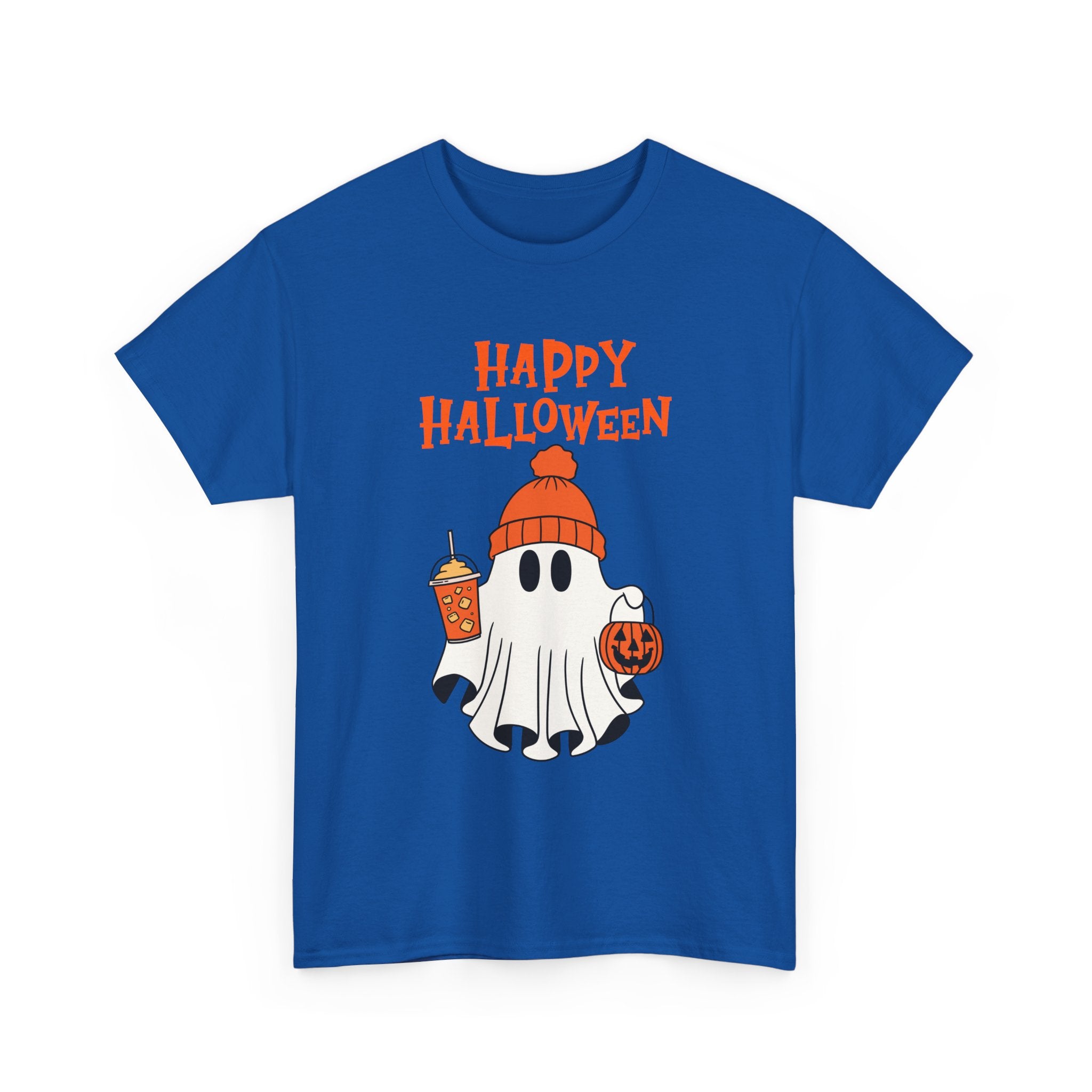 Happy Halloween Ghost Tee, Unisex Cotton T-Shirt, Halloween Apparel, Fall Fashion, Cute Halloween Gift, Ghost Tee