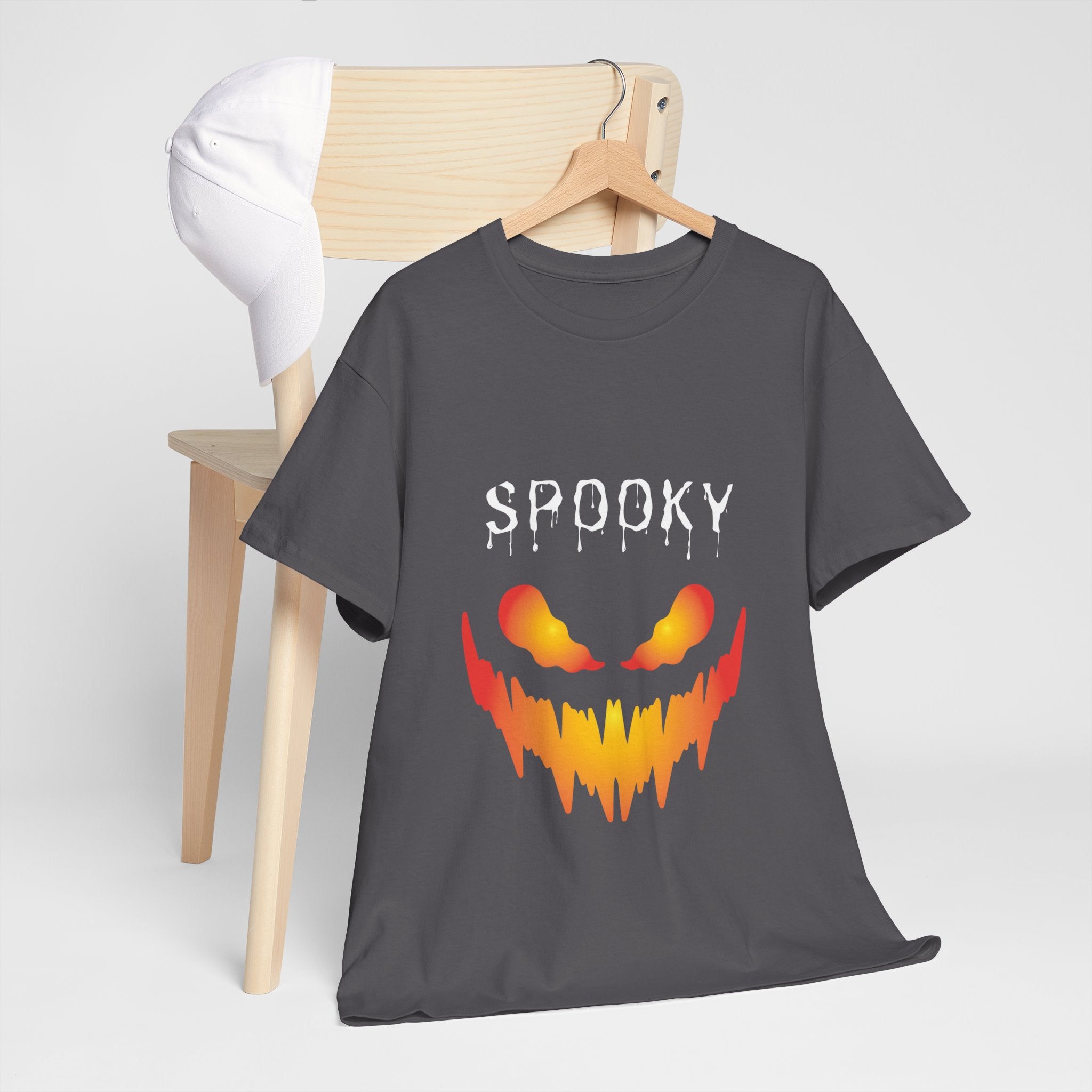 Spooky Unisex Heavy Cotton Tee - Halloween Shirt, Goth Fashion, Casual Wear, Festival Tee, Gift for Horror Fans