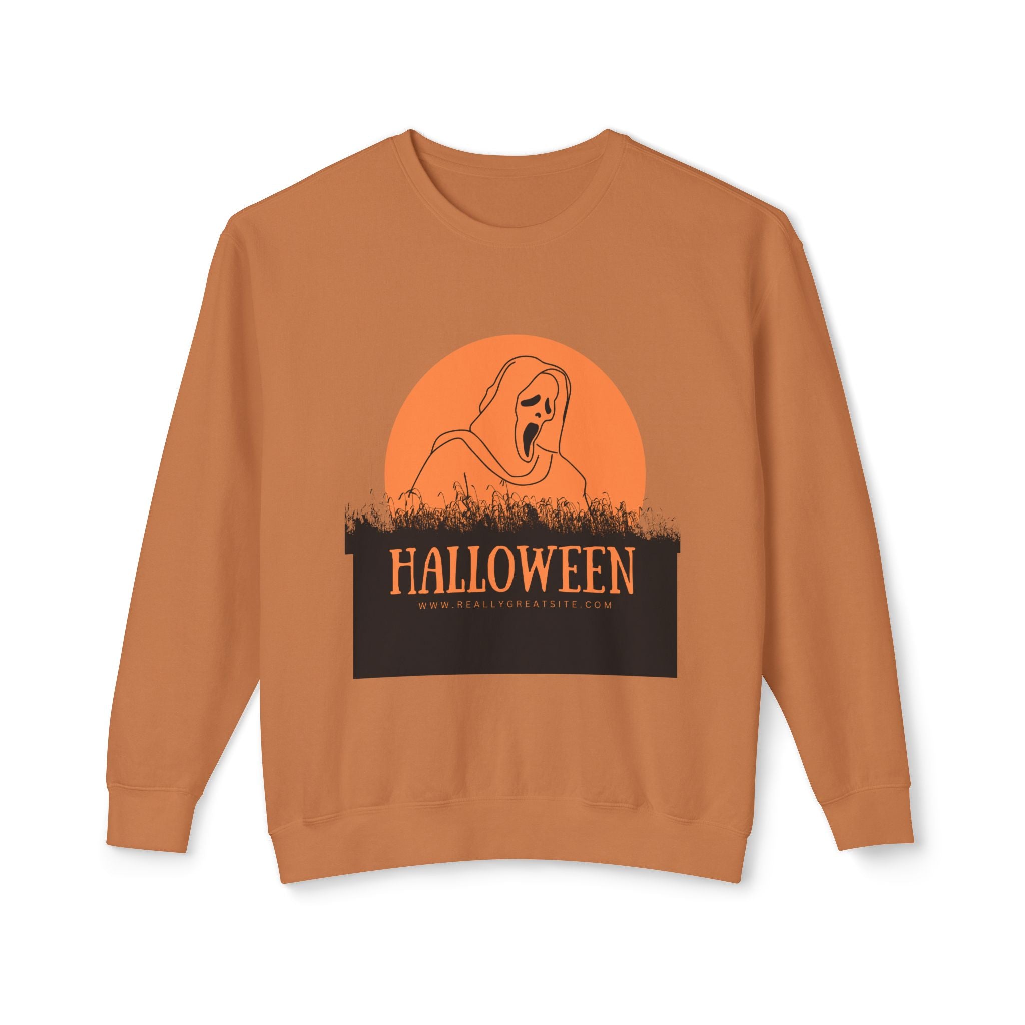 Halloween Ghost Unisex Lightweight Crewneck Sweatshirt, Fall Fashion, Cozy Gift, Halloween Party, Spooky Season Apparel