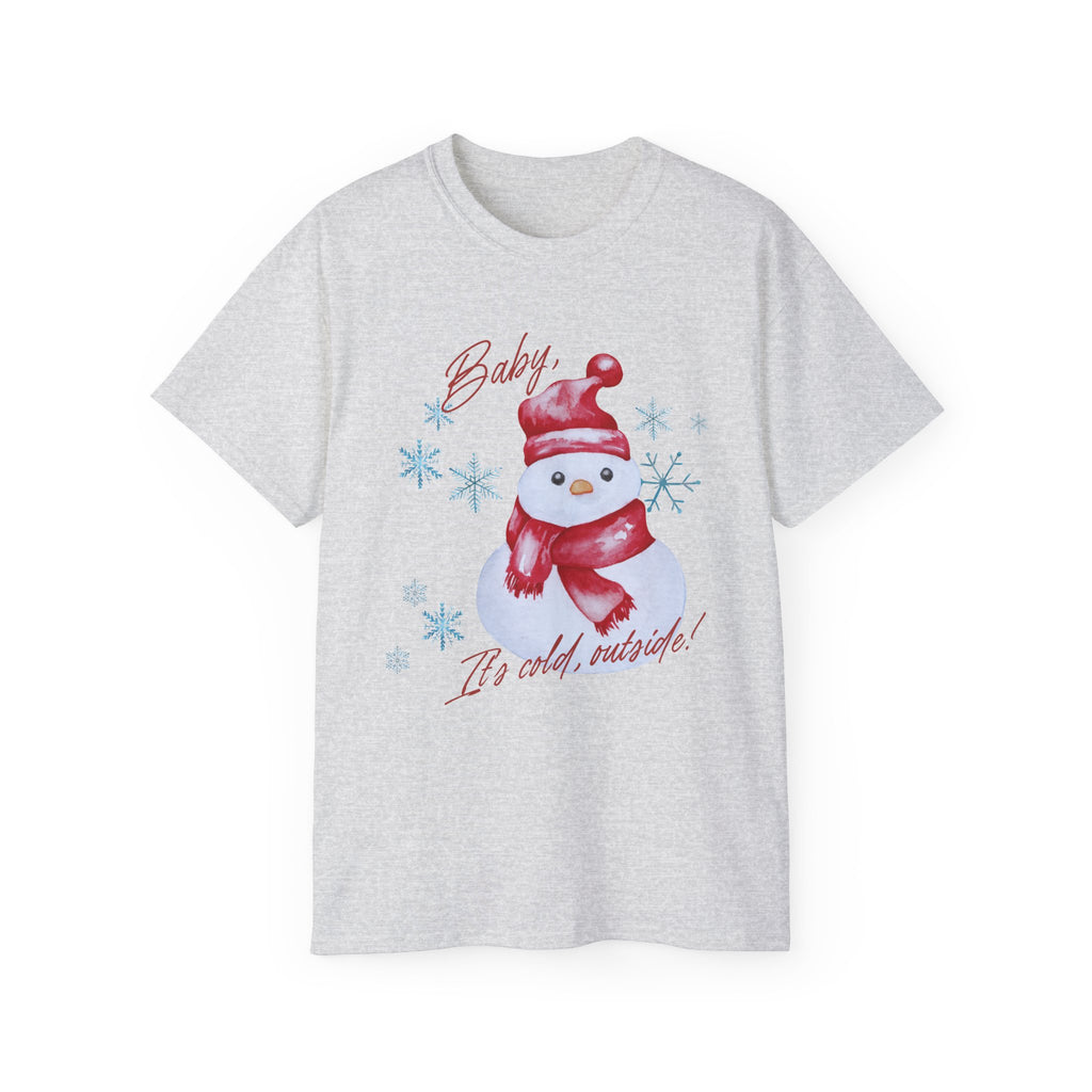 Winter Wonderland Snowman Tee, Unisex Cotton T-Shirt for Holiday Cheer, Christmas Party, Gift, Cozy Winter Apparel