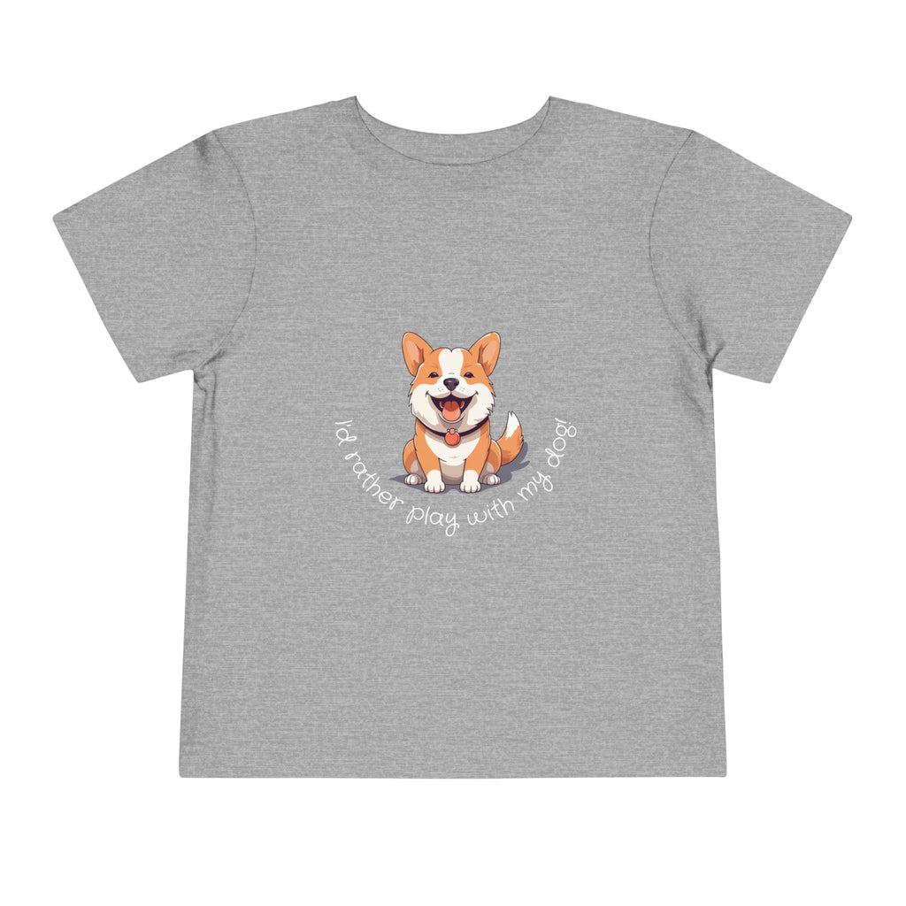 Cute Dog Lover Toddler Tee, I'd Rather Play with My Dog, Perfect for Dog Lovers, Birthday, Gift for Kids, Everyday Wear