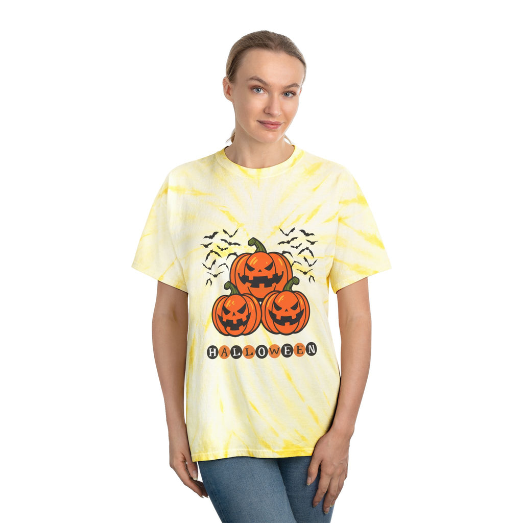 Halloween Tie-Dye Tee, Pumpkin Tee, Fall Fashion, Festival Shirt, Unique Gift, Boho Style Top