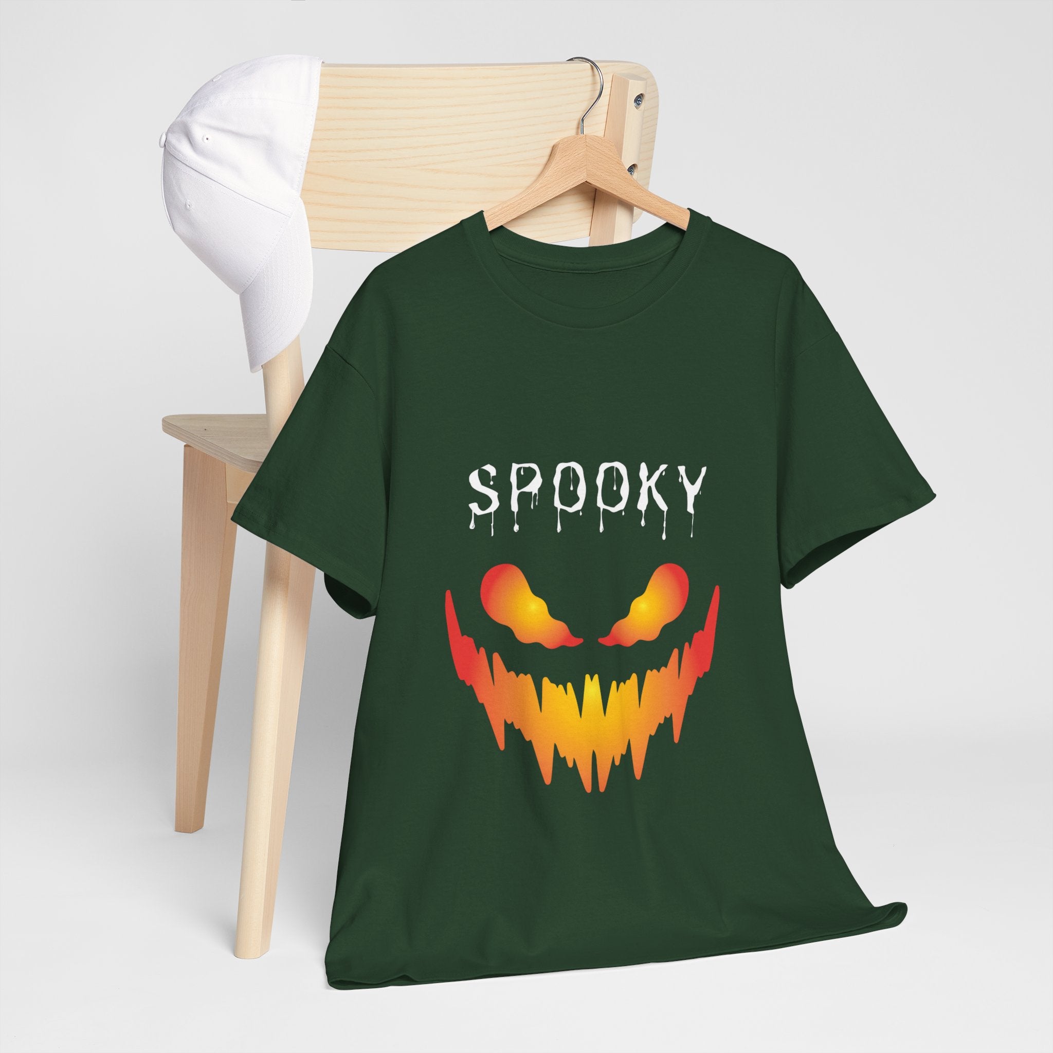 Spooky Unisex Heavy Cotton Tee - Halloween Shirt, Goth Fashion, Casual Wear, Festival Tee, Gift for Horror Fans
