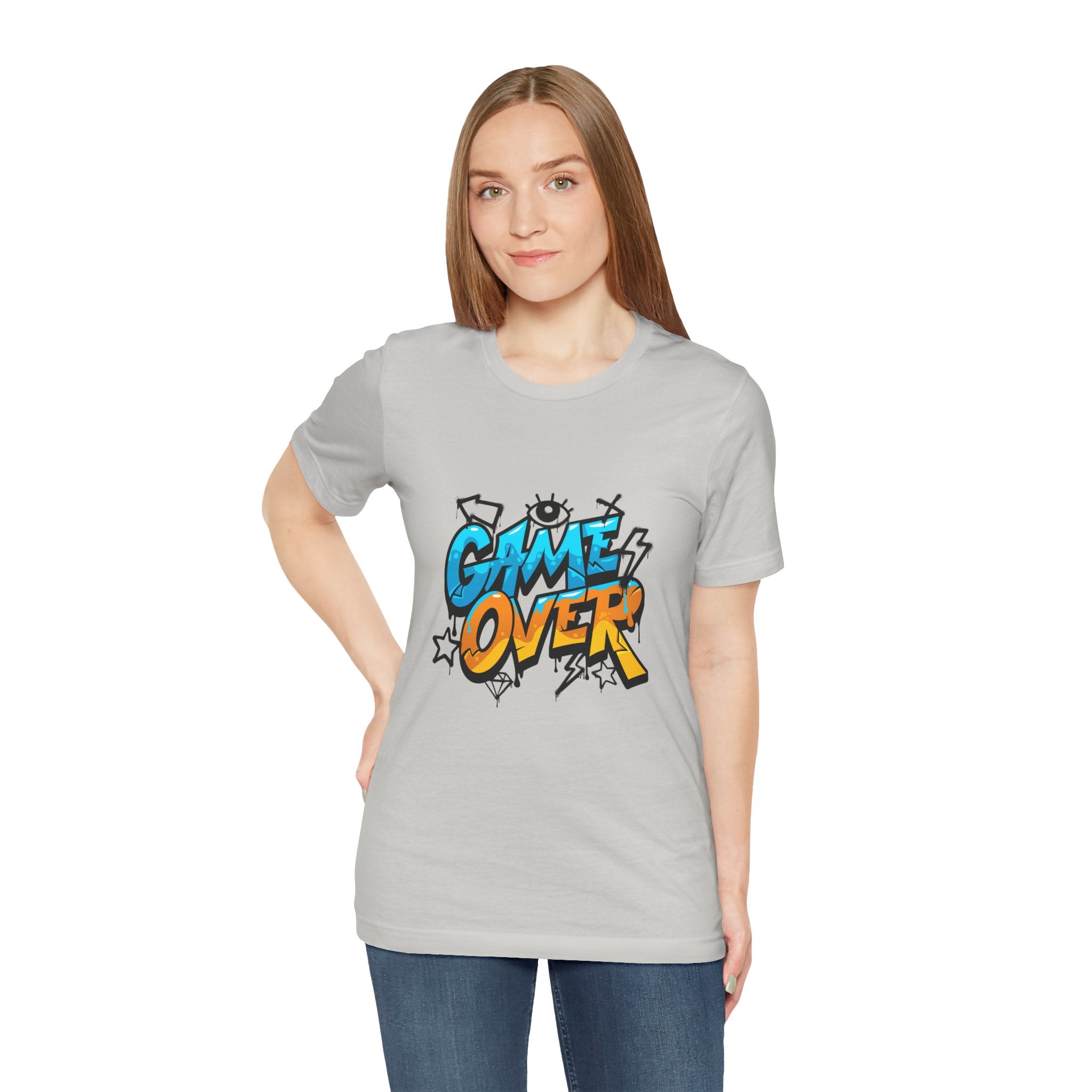 Game Over Unisex Jersey Short Sleeve Tee, Fun Graphic Tee, Gamer Gift, Casual Wear, Birthday Gift, Playful Fashion