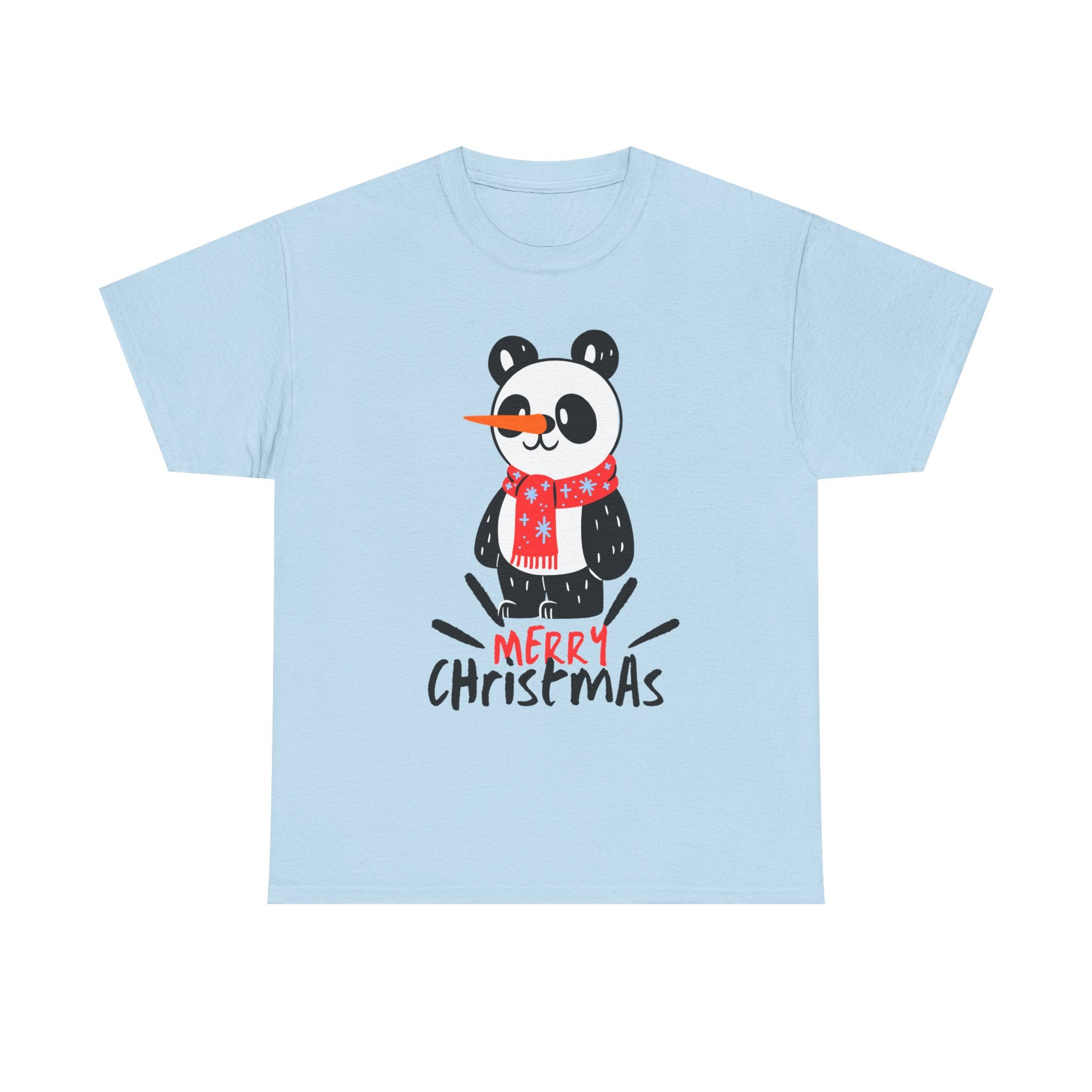 Cute Merry Christmas Panda Tee for Holiday Cheer, Unisex Cotton T-Shirt, Fun Gift for Him & Her, Christmas Apparel, Winter Gathering