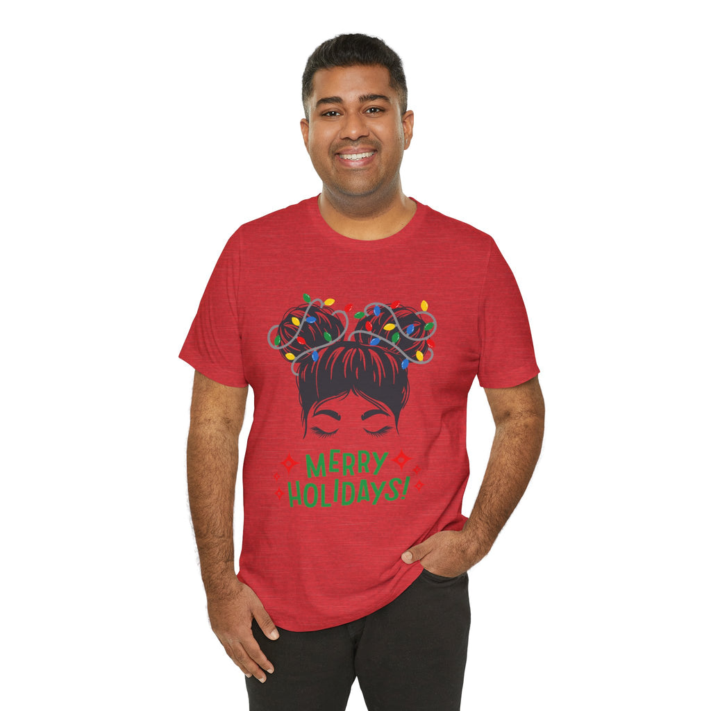 Festive Holiday Tee - Merry Holidays Graphic, Unisex Jersey Short Sleeve Shirt, Christmas Apparel, Seasonal Gift, Cozy Vibes