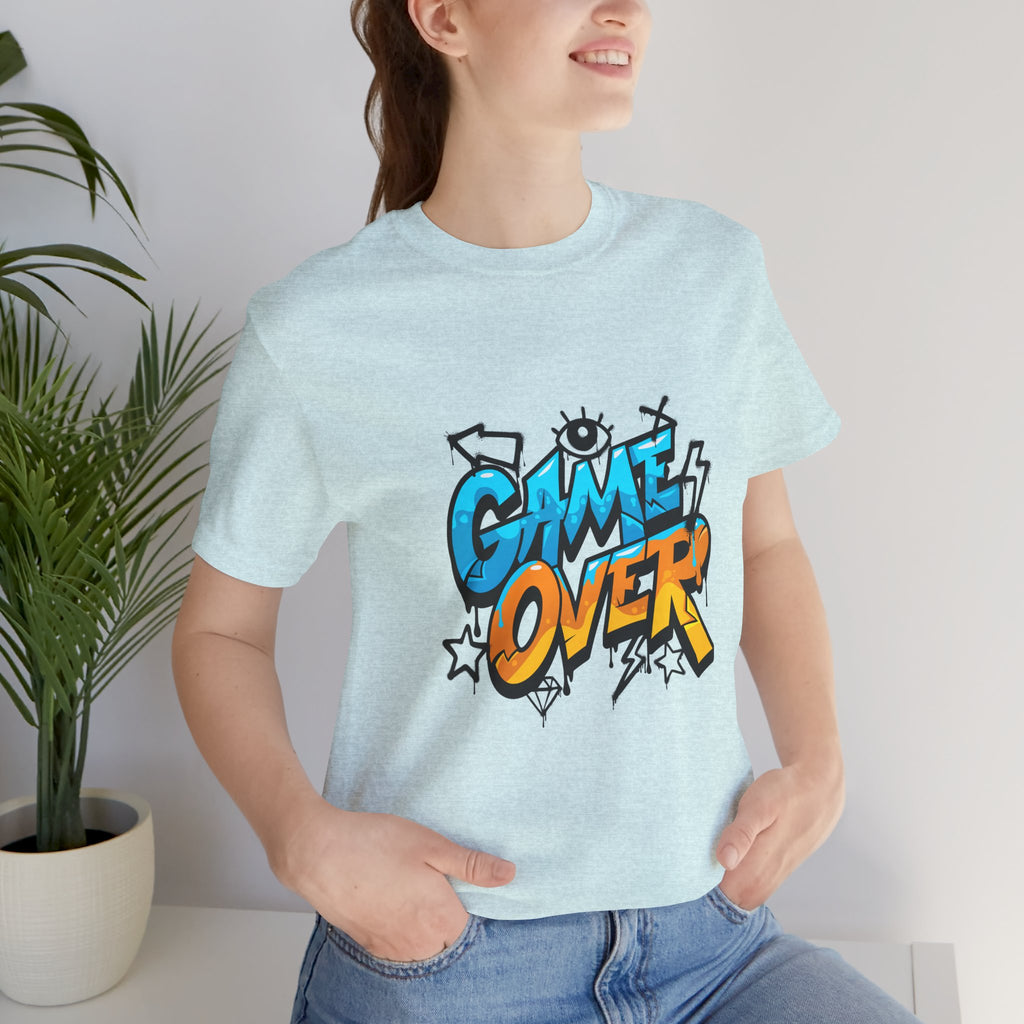Game Over Unisex Jersey Short Sleeve Tee, Fun Graphic Tee, Gamer Gift, Casual Wear, Birthday Gift, Playful Fashion