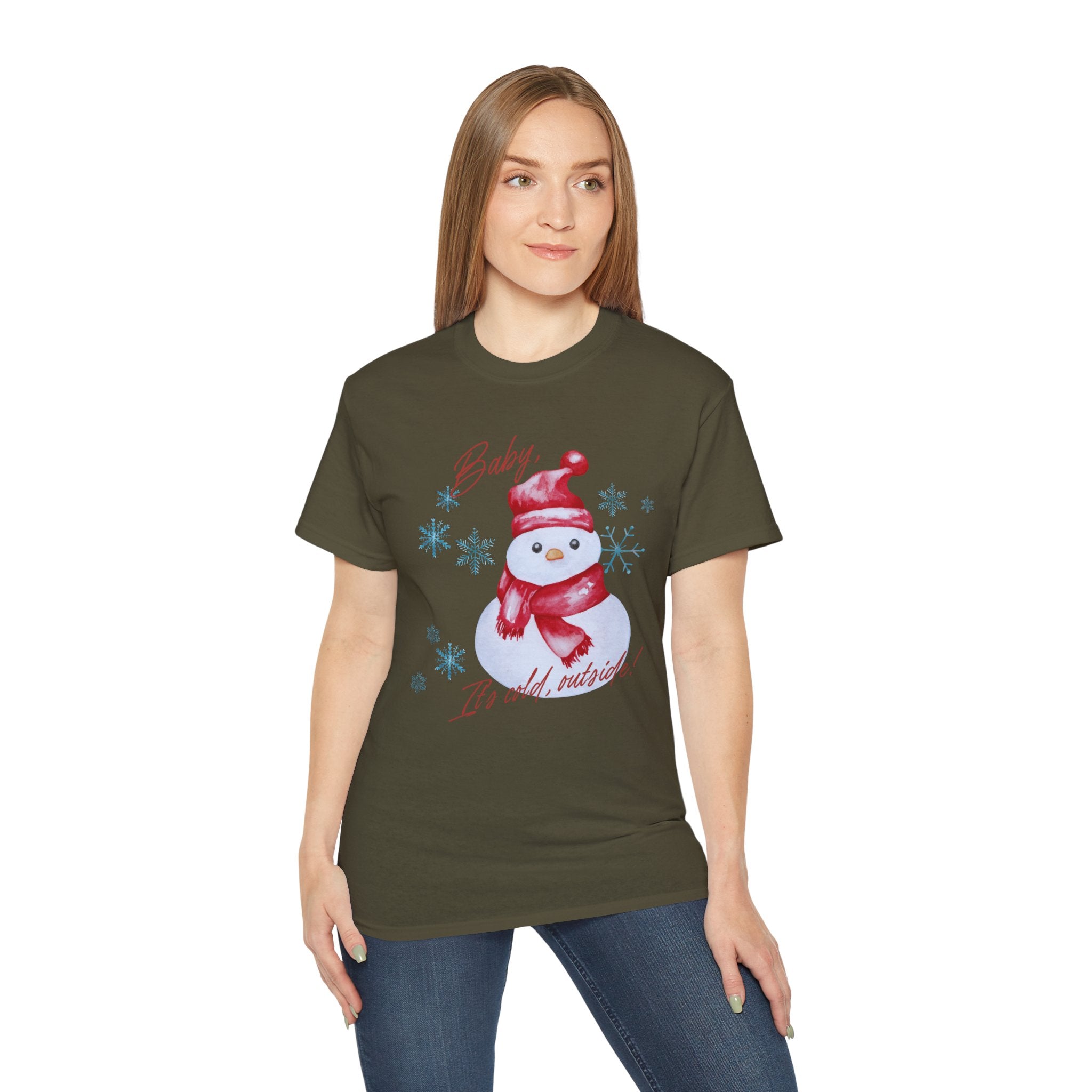 Winter Wonderland Snowman Tee, Unisex Cotton T-Shirt for Holiday Cheer, Christmas Party, Gift, Cozy Winter Apparel