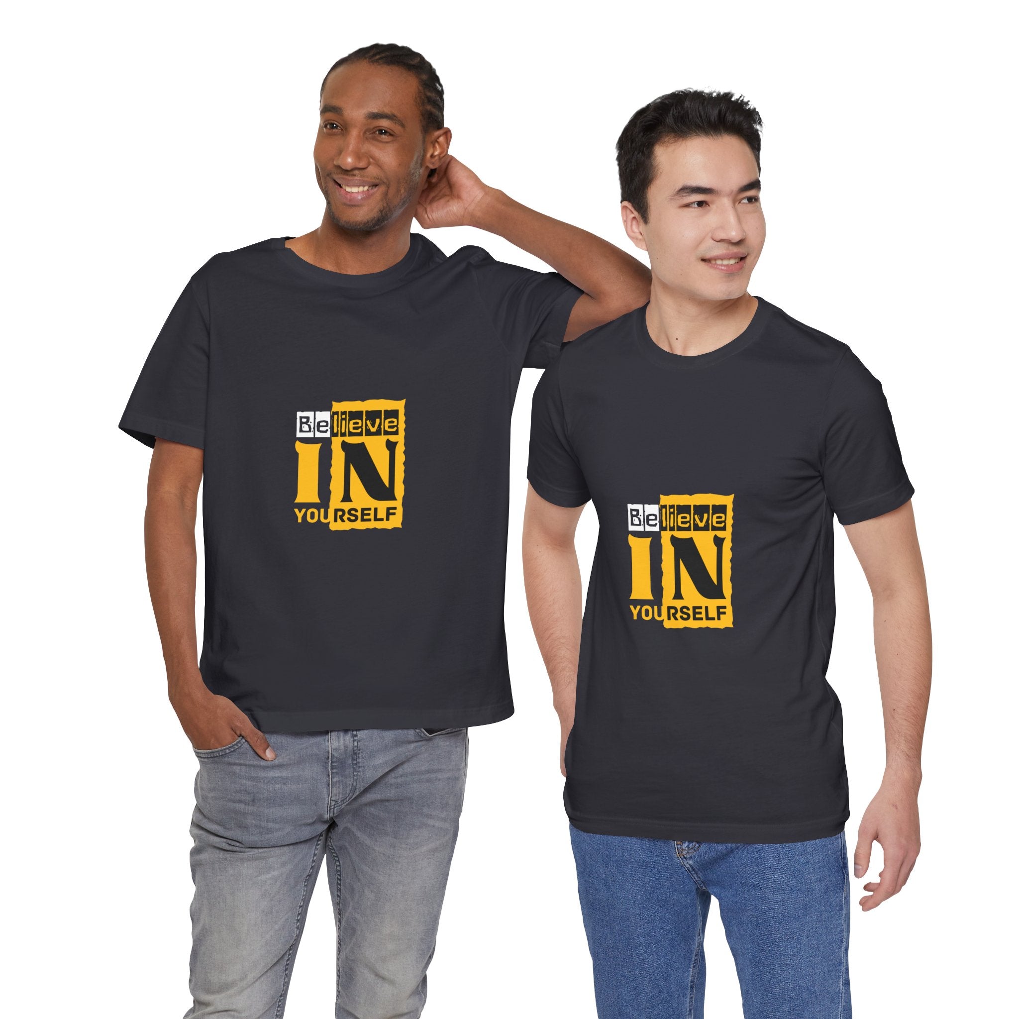 Inspirational Graphic Tee: "Believe in Yourself" Unisex Jersey T-Shirt for Motivation, Gift for Friends, Casual Wear, Positive Vibes, [...]