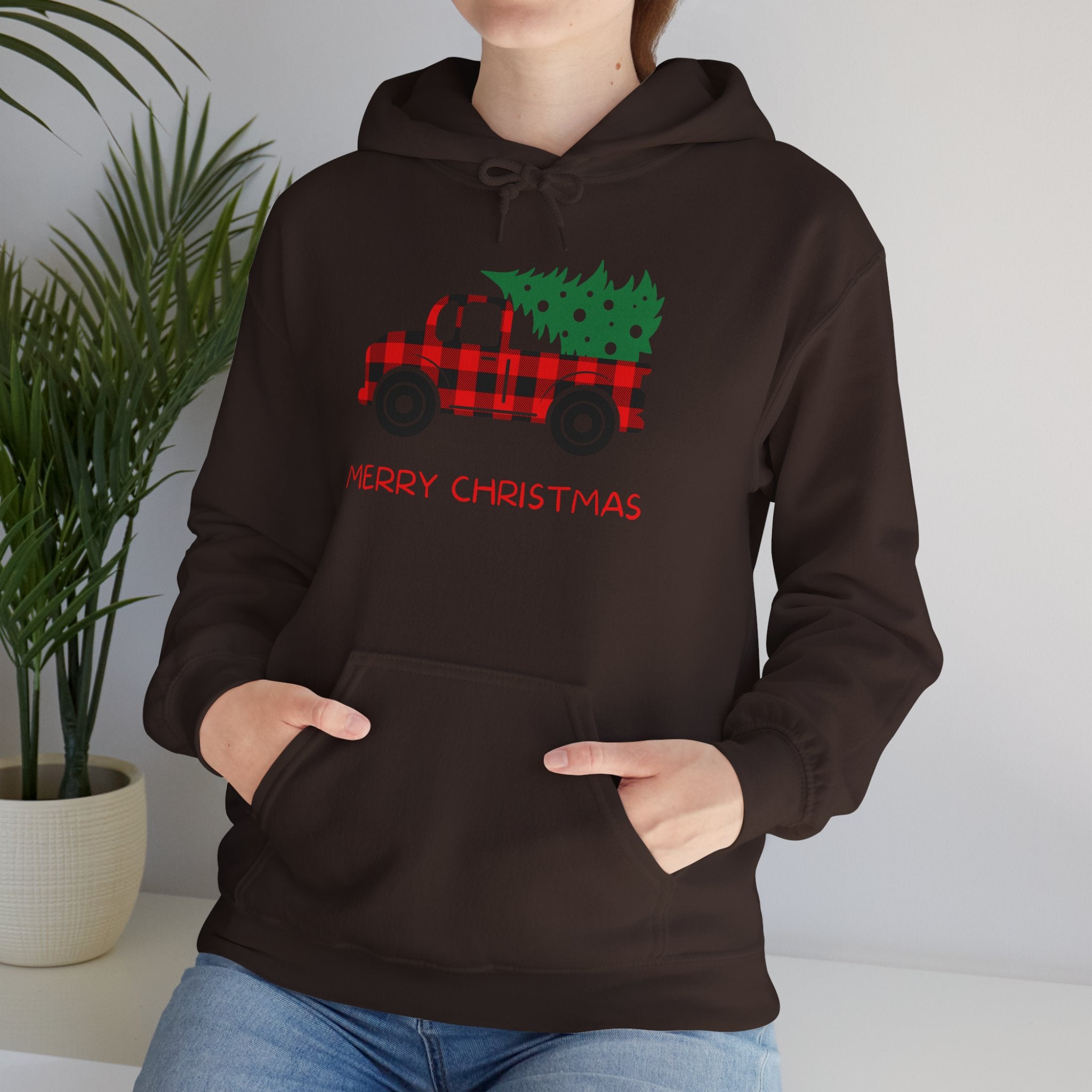 Merry Christmas Truck Hoodie, Festive Sweatshirt, Holiday Gift, Cozy Winter Apparel, Unisex Christmas Wear