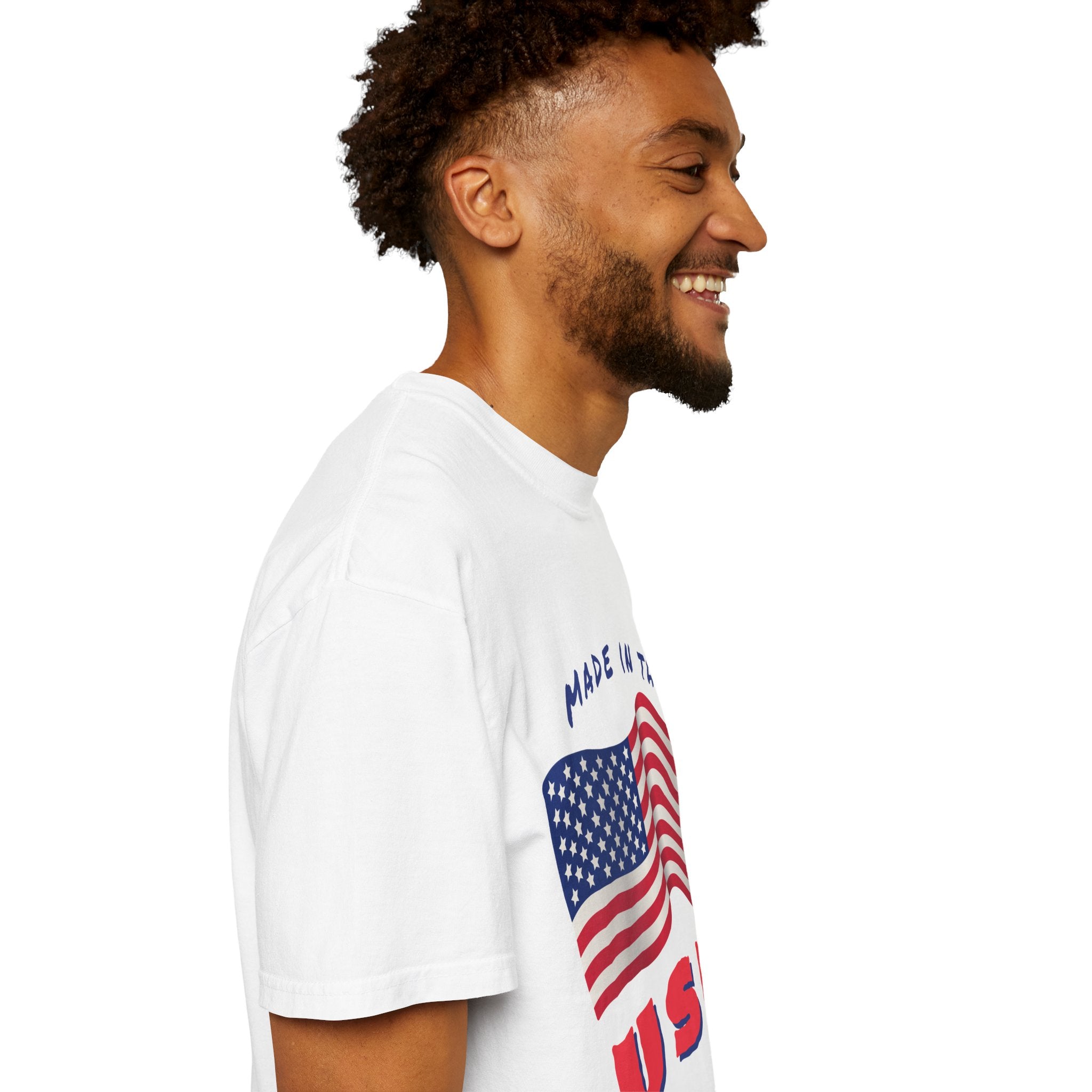 Patriotic T-Shirt for Celebrations, Made in the USA Tee, Unisex Garment-Dyed Shirt, July 4th Apparel, Red White Blue Tee