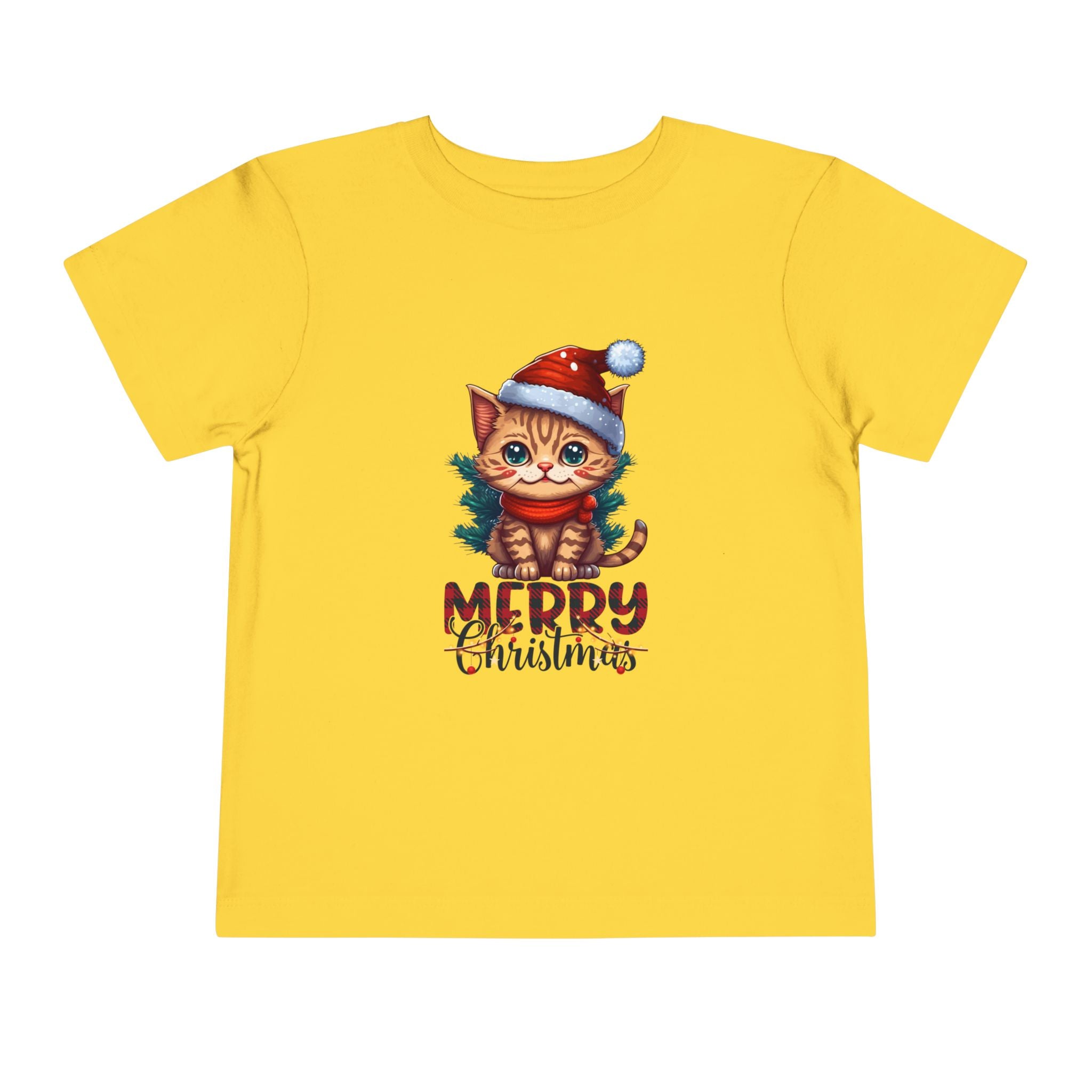 Cute Christmas Cat Tee for Toddlers, Holiday Shirt, Gift for Kids, Merry Christmas Tee, Fun Winter Wear, Festive Toddler Outfit