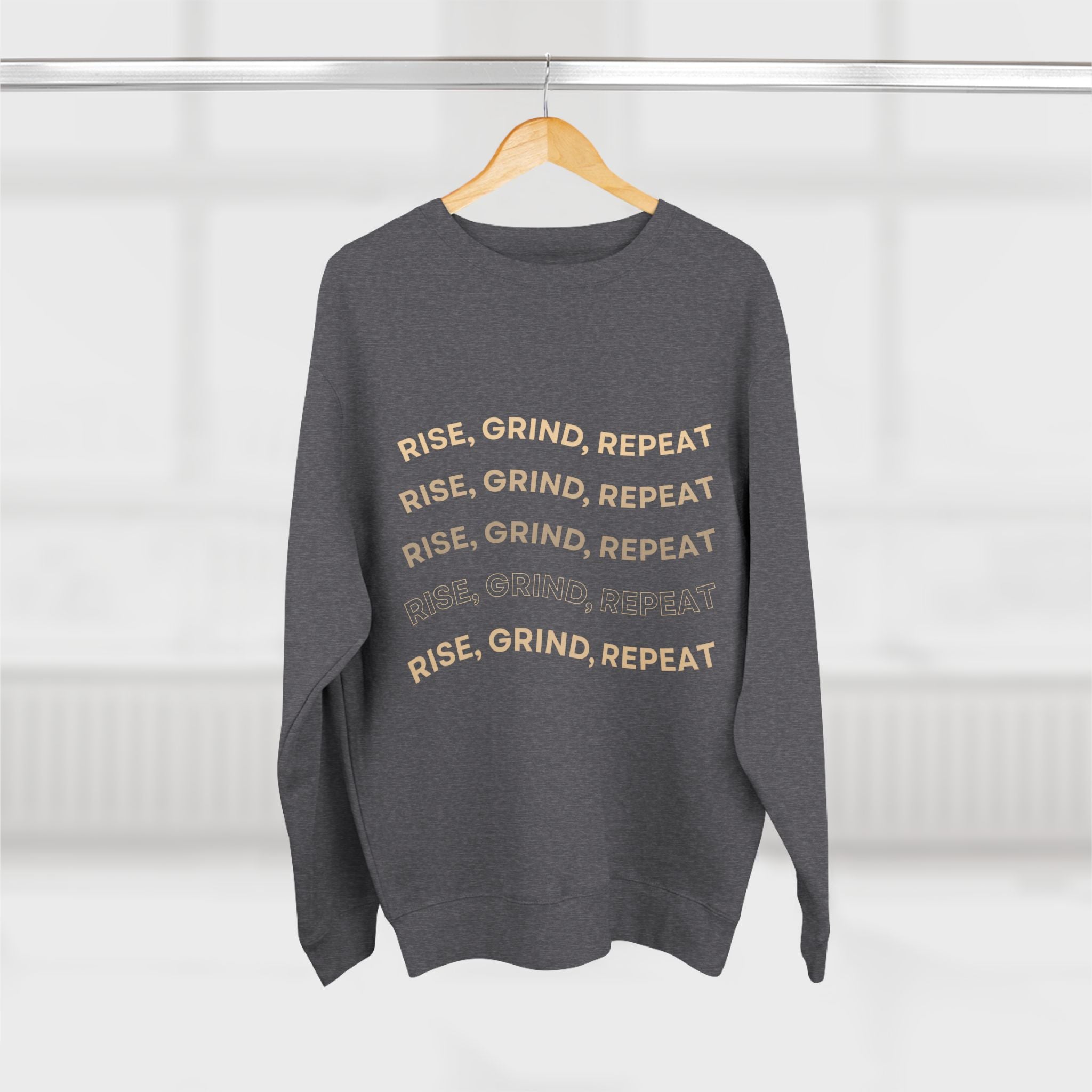 Rise, Grind, Repeat Sweatshirt | Cozy Motivational Crewneck | Perfect for Gym Lovers, Athletes, Gift for Friends, Casual Wear