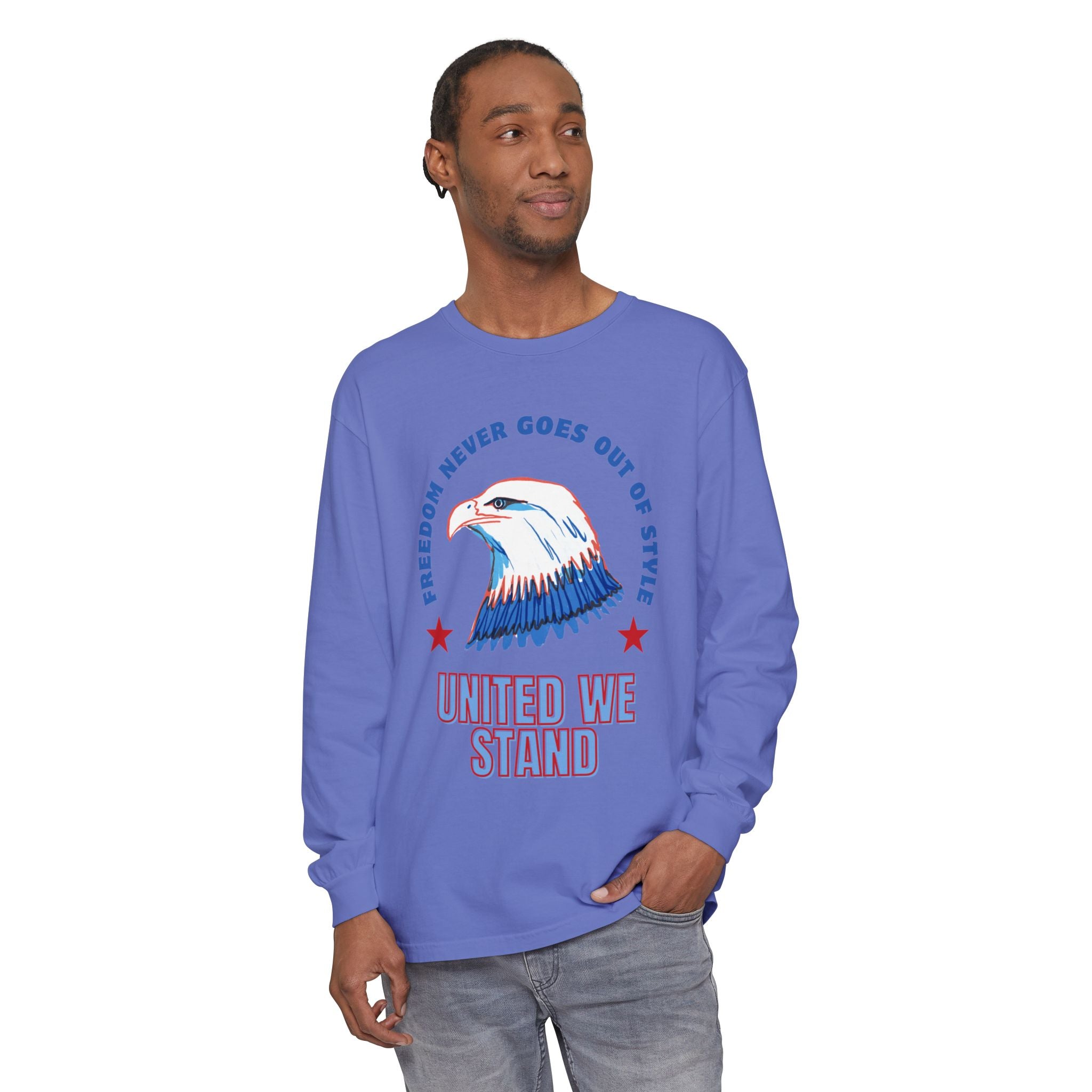 Patriotic Long Sleeve T-Shirt Perfect for Celebrating Holidays, Independence Days