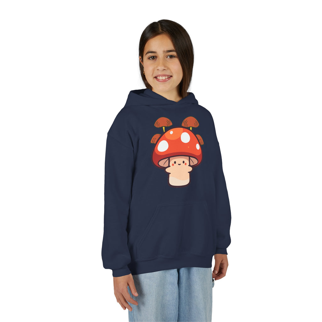 Cute Mushroom Youth Hoodie, Cozy Mushroom Sweatshirt for Kids, Perfect for Fall, Gifts for Young Nature Lovers, Fun Casual Wear