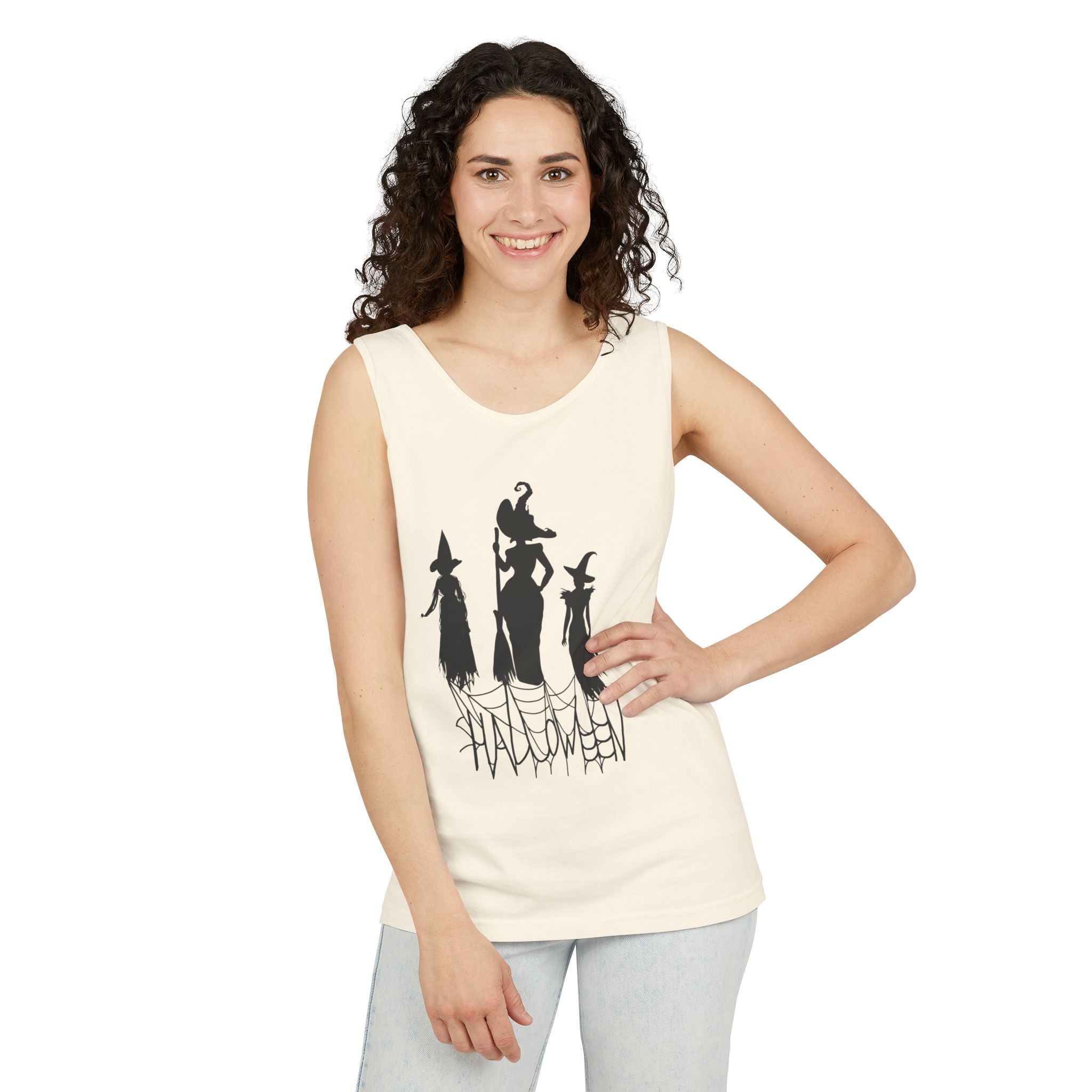 Halloween Witches Tank Top, Spooky Summer Shirt, Unisex Beach Wear, Fall Festival Apparel, Halloween Party Top