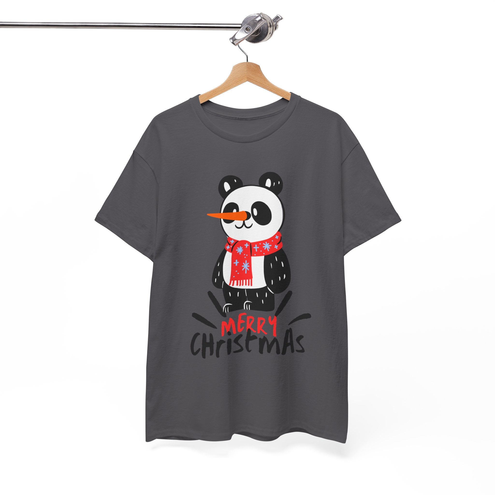 Cute Merry Christmas Panda Tee for Holiday Cheer, Unisex Cotton T-Shirt, Fun Gift for Him & Her, Christmas Apparel, Winter Gathering