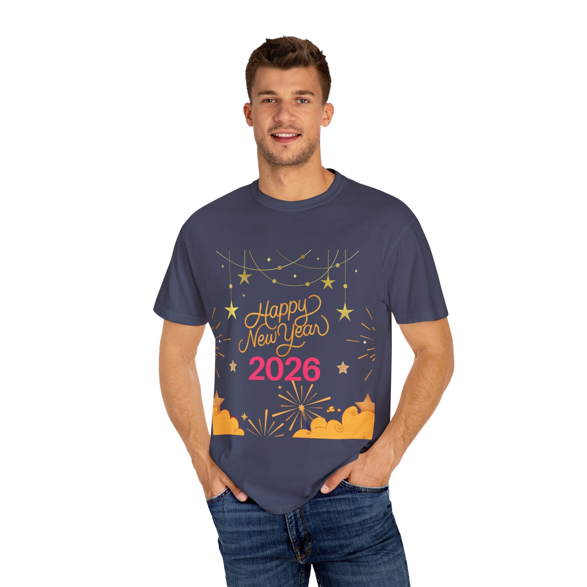 New Year Celebration T-Shirt | Unisex Garment-Dyed Tee with Happy New Year 2026 Design, Festive Apparel, Holiday Gift, Party Wear