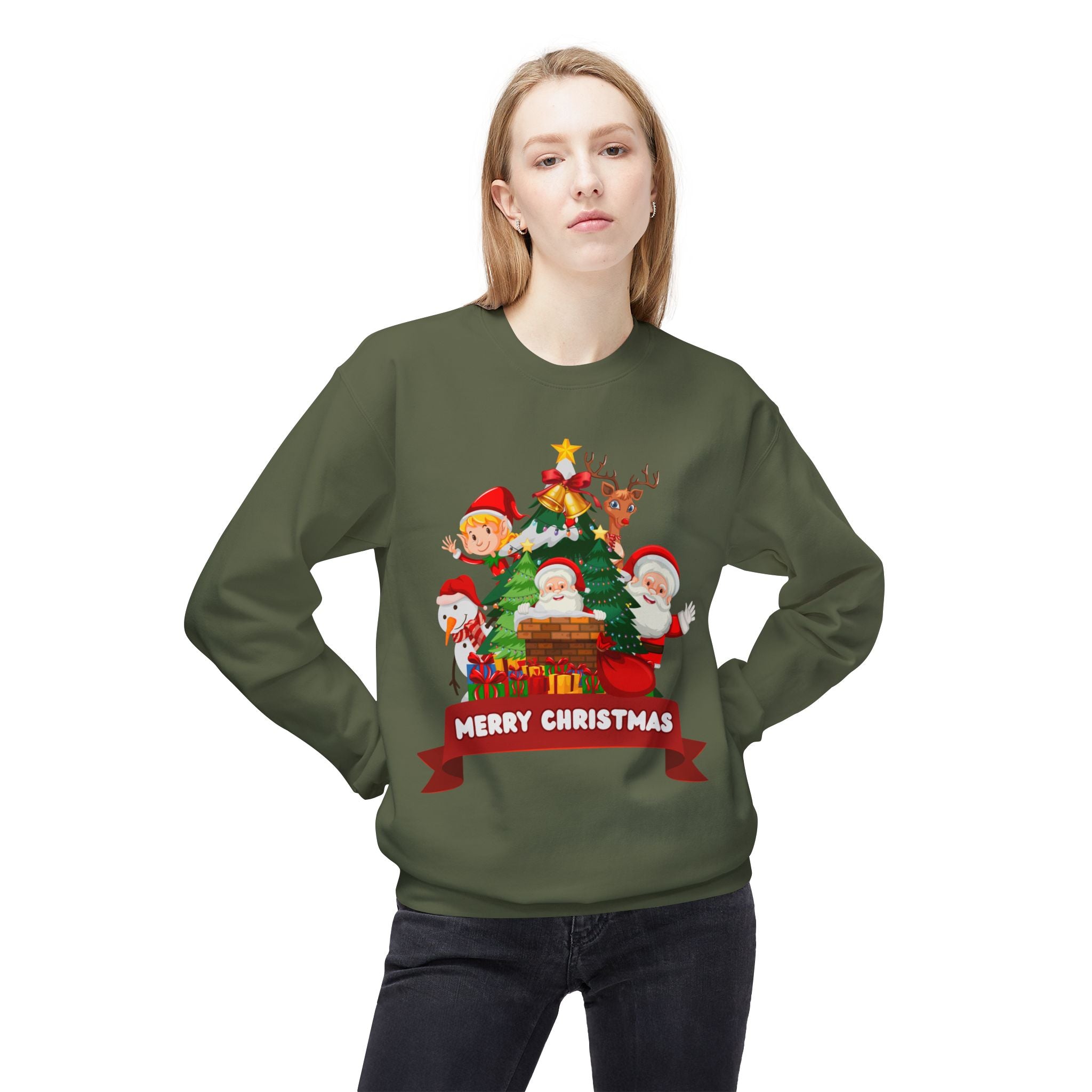Festive Christmas Sweatshirt, Cozy Holiday Crewneck, Merry Christmas Gift, Family Matching Sweatshirt, Winter Apparel, Santa Design