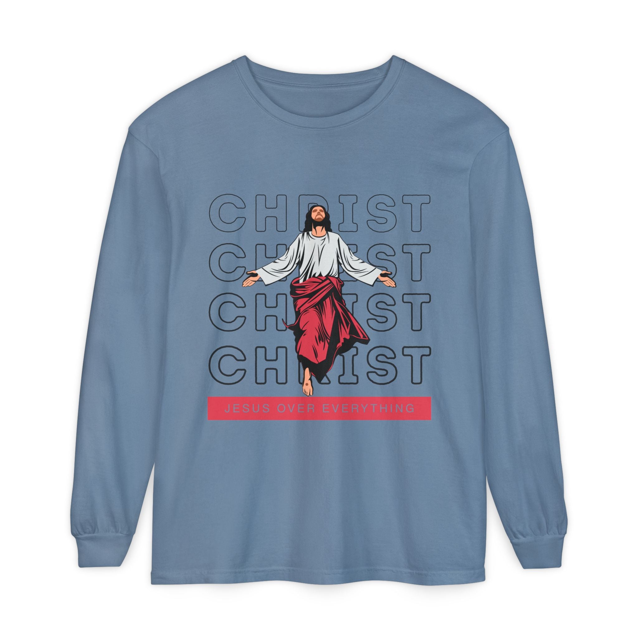 Unisex Long Sleeve T-Shirt - Jesus Over Everything, Christian Apparel, Faith-Based Gift, Spiritual Wear, Gospel Fashion