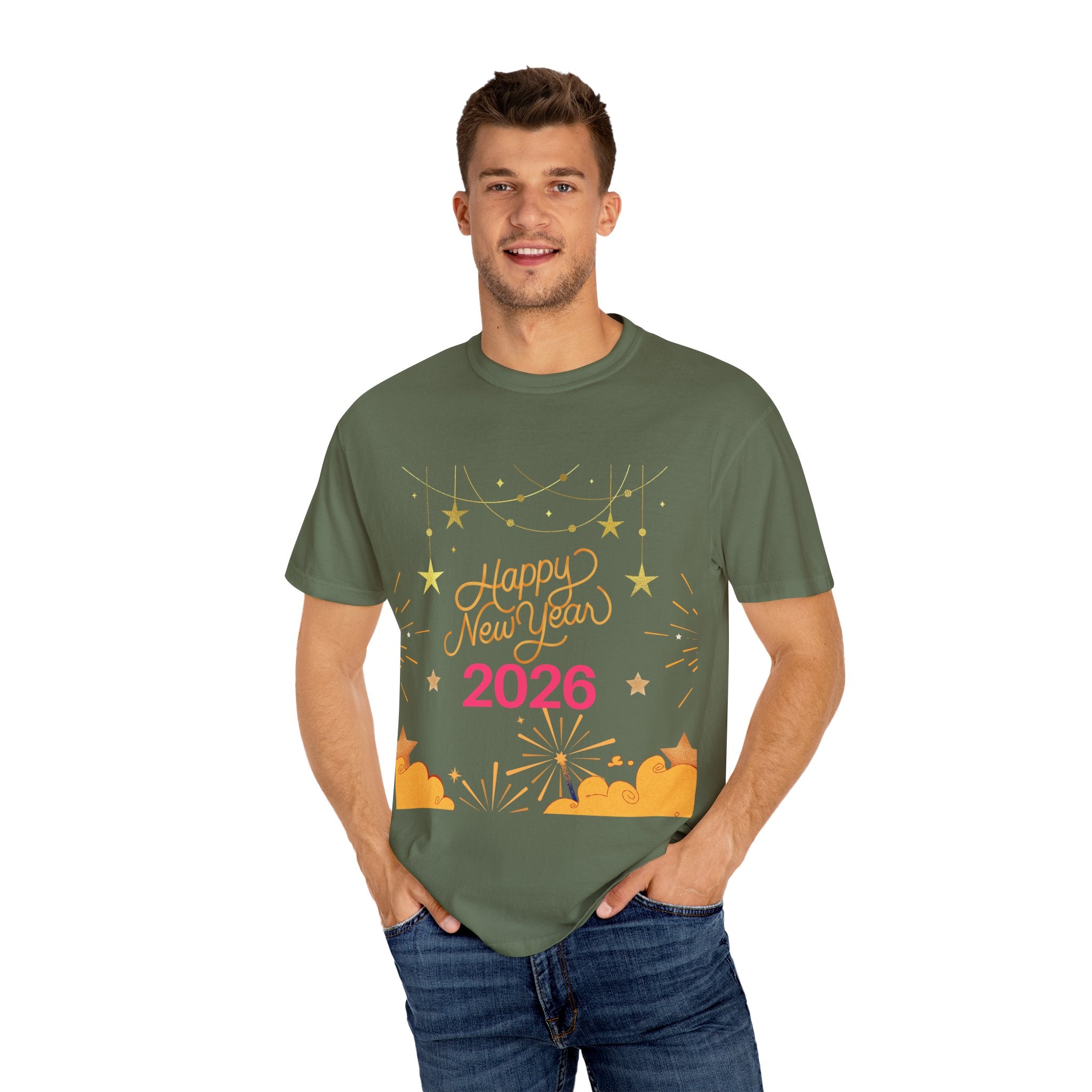 New Year Celebration T-Shirt | Unisex Garment-Dyed Tee with Happy New Year 2026 Design, Festive Apparel, Holiday Gift, Party Wear