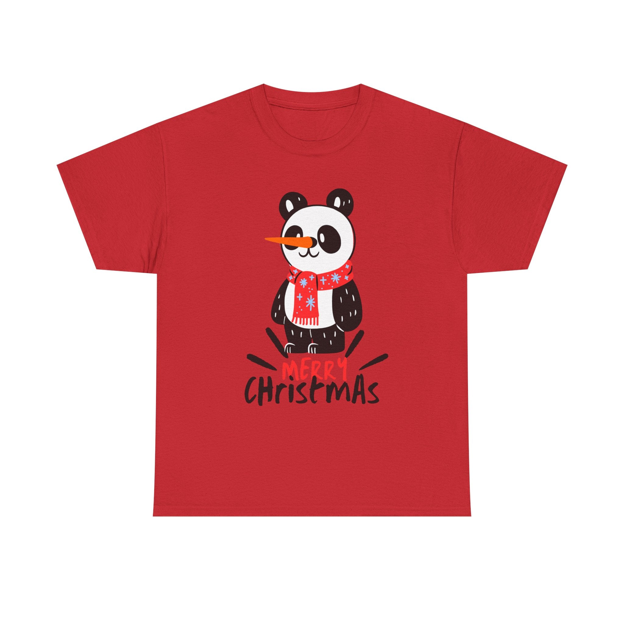 Cute Merry Christmas Panda Tee for Holiday Cheer, Unisex Cotton T-Shirt, Fun Gift for Him & Her, Christmas Apparel, Winter Gathering